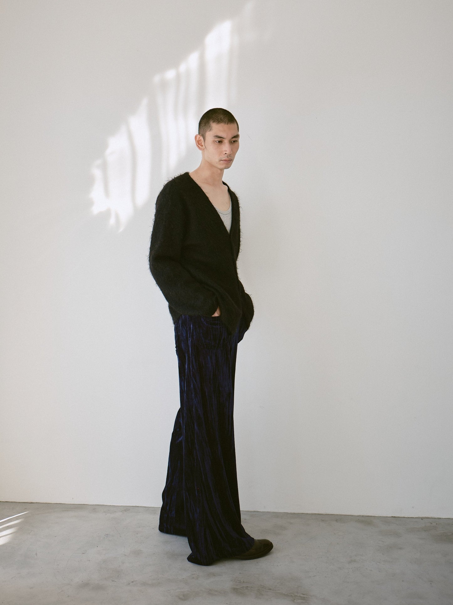 velvet wide baggy sailor trousers