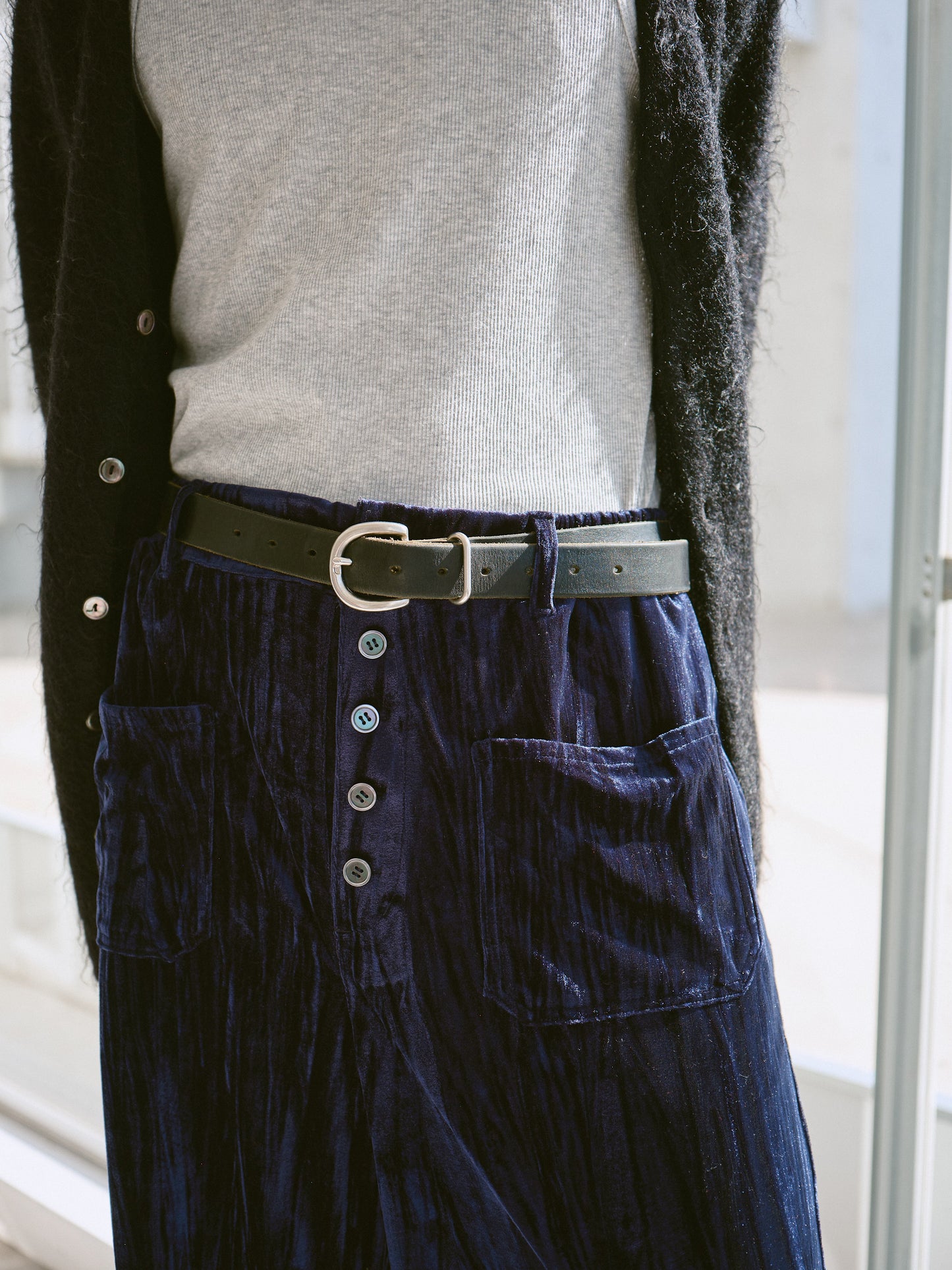 velvet wide baggy sailor trousers