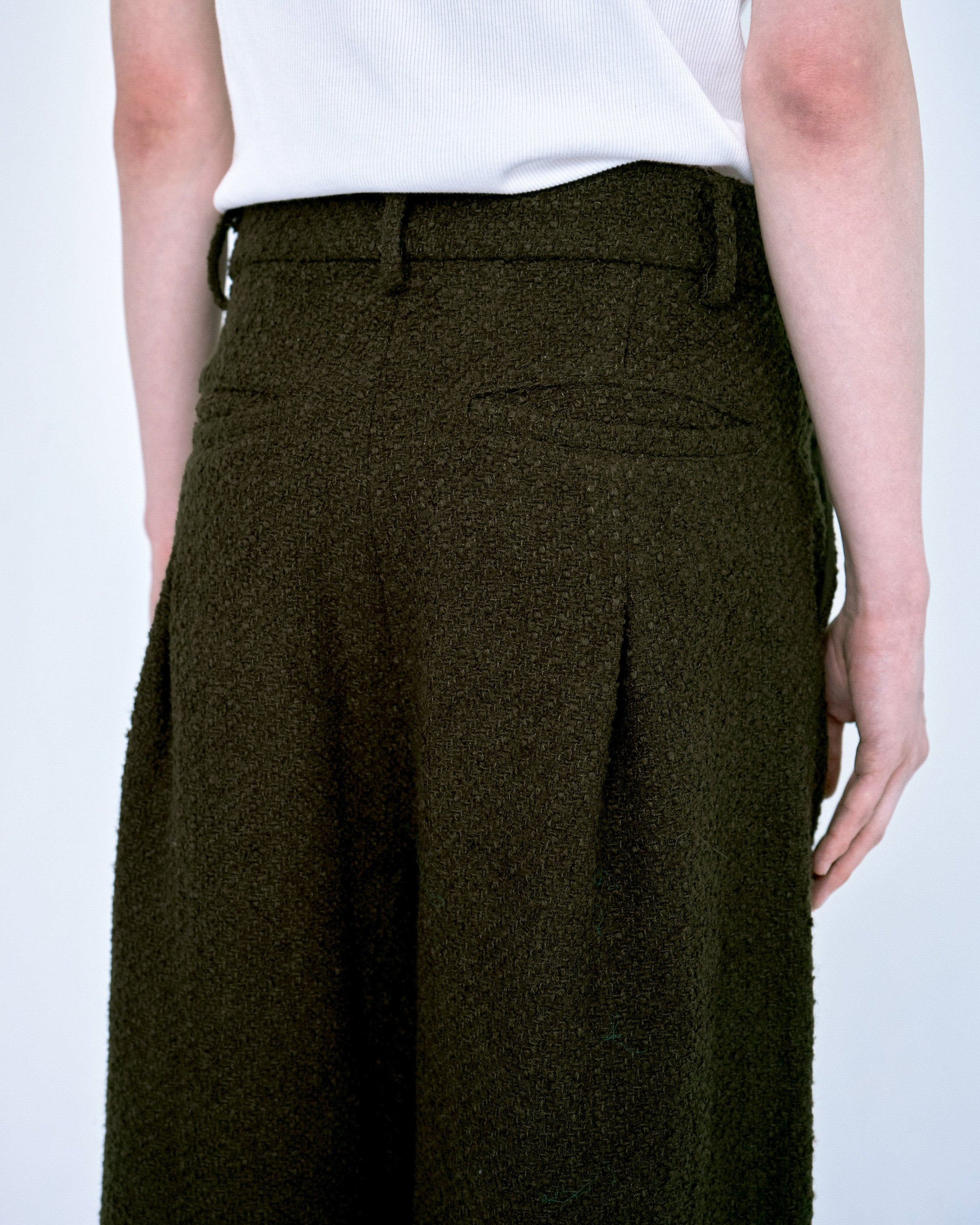 1tuck super baggy tweed slacks – CAMPHOR WOOD - OFFICIAL