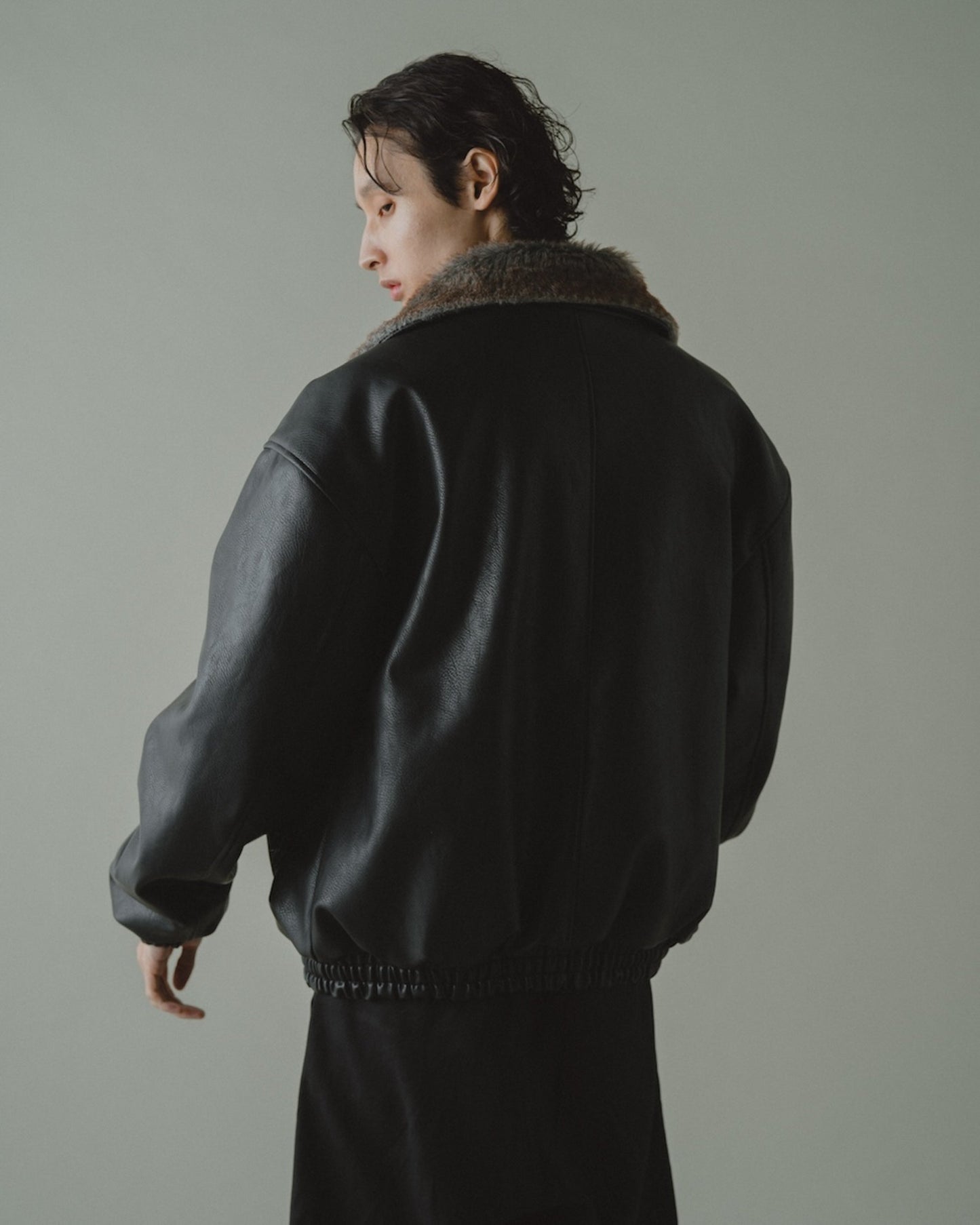 leather/fur faux reversible flight jacket