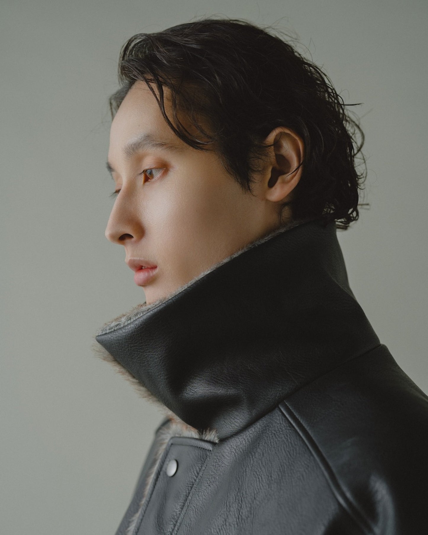 leather/fur faux reversible flight jacket