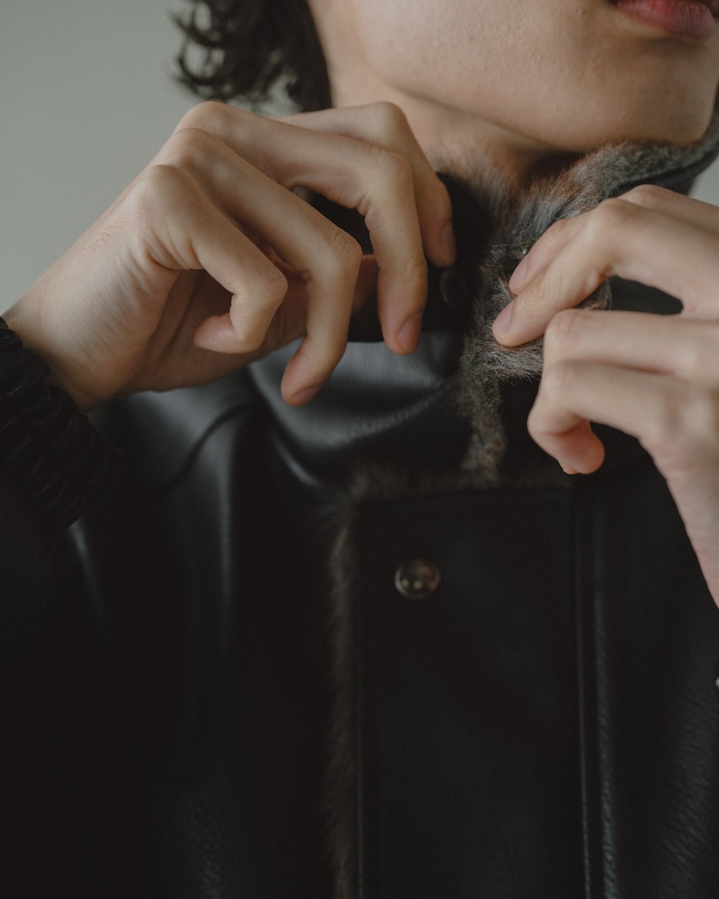 leather/fur faux reversible flight jacket