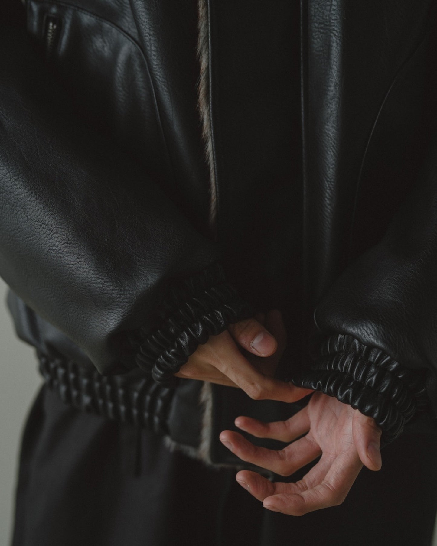 leather/fur faux reversible flight jacket
