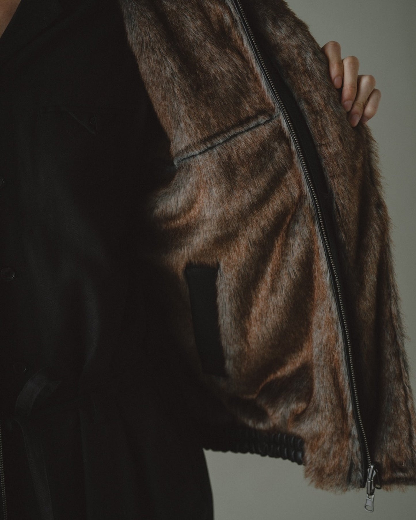leather/fur faux reversible flight jacket