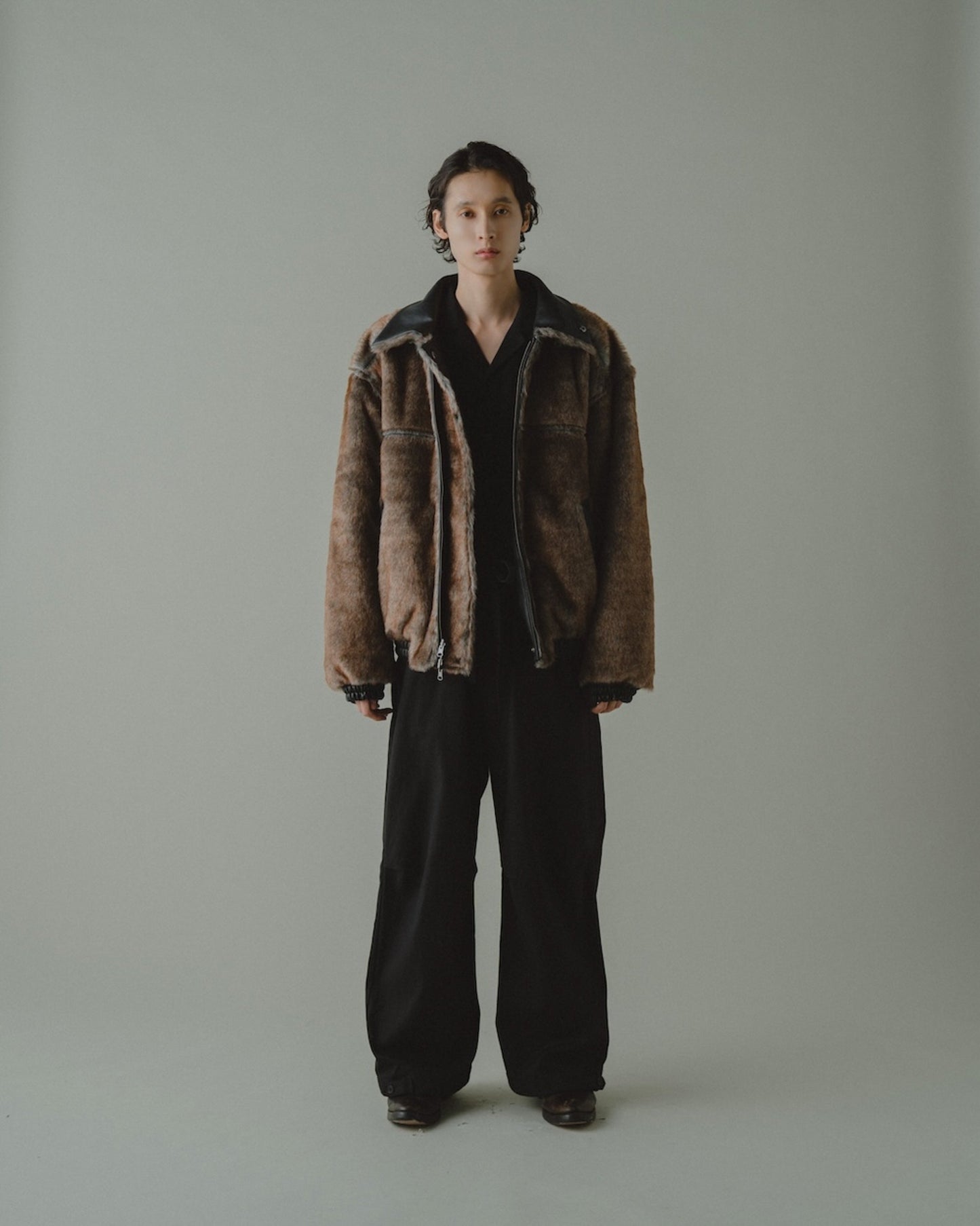 leather/fur faux reversible flight jacket