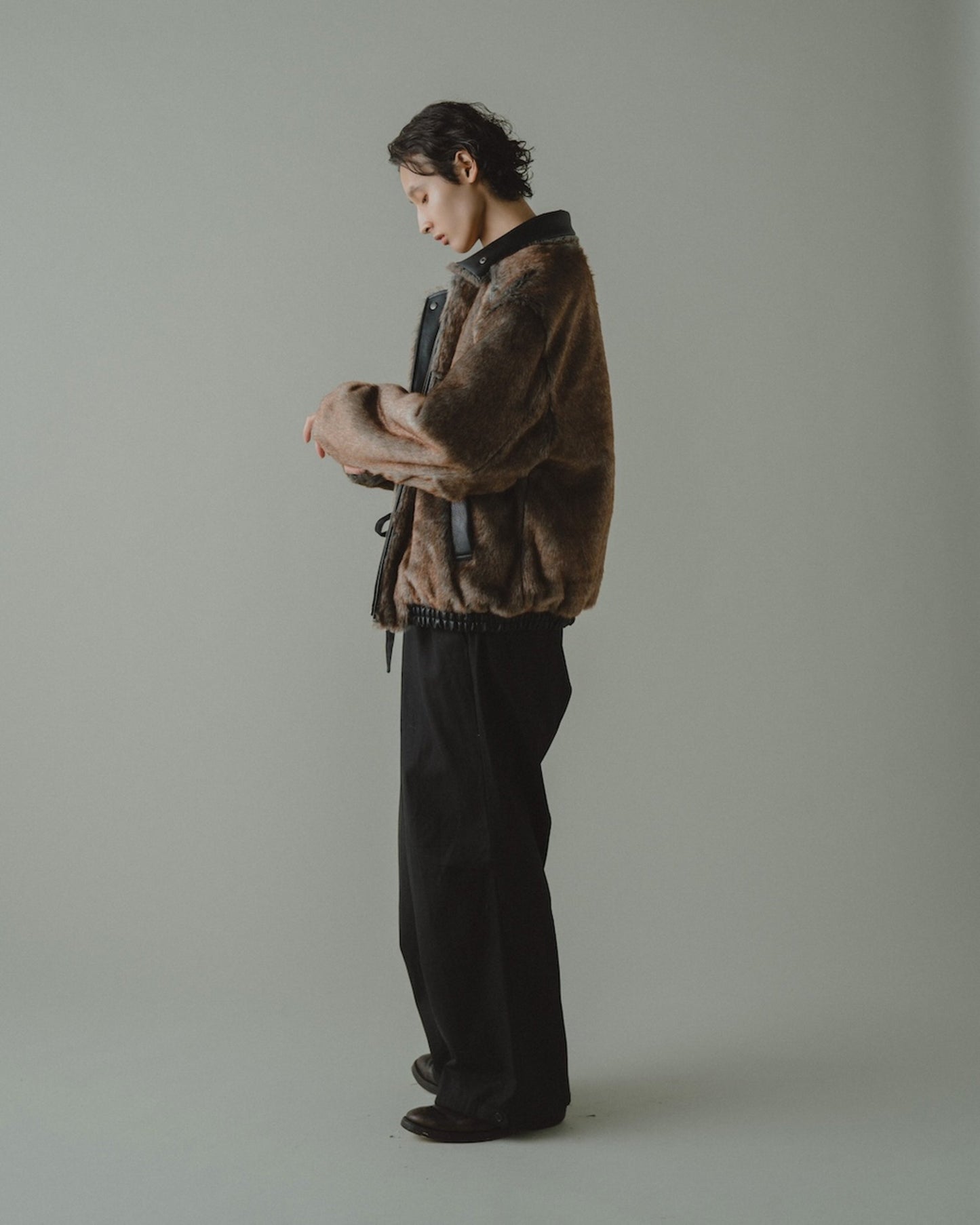 leather/fur faux reversible flight jacket