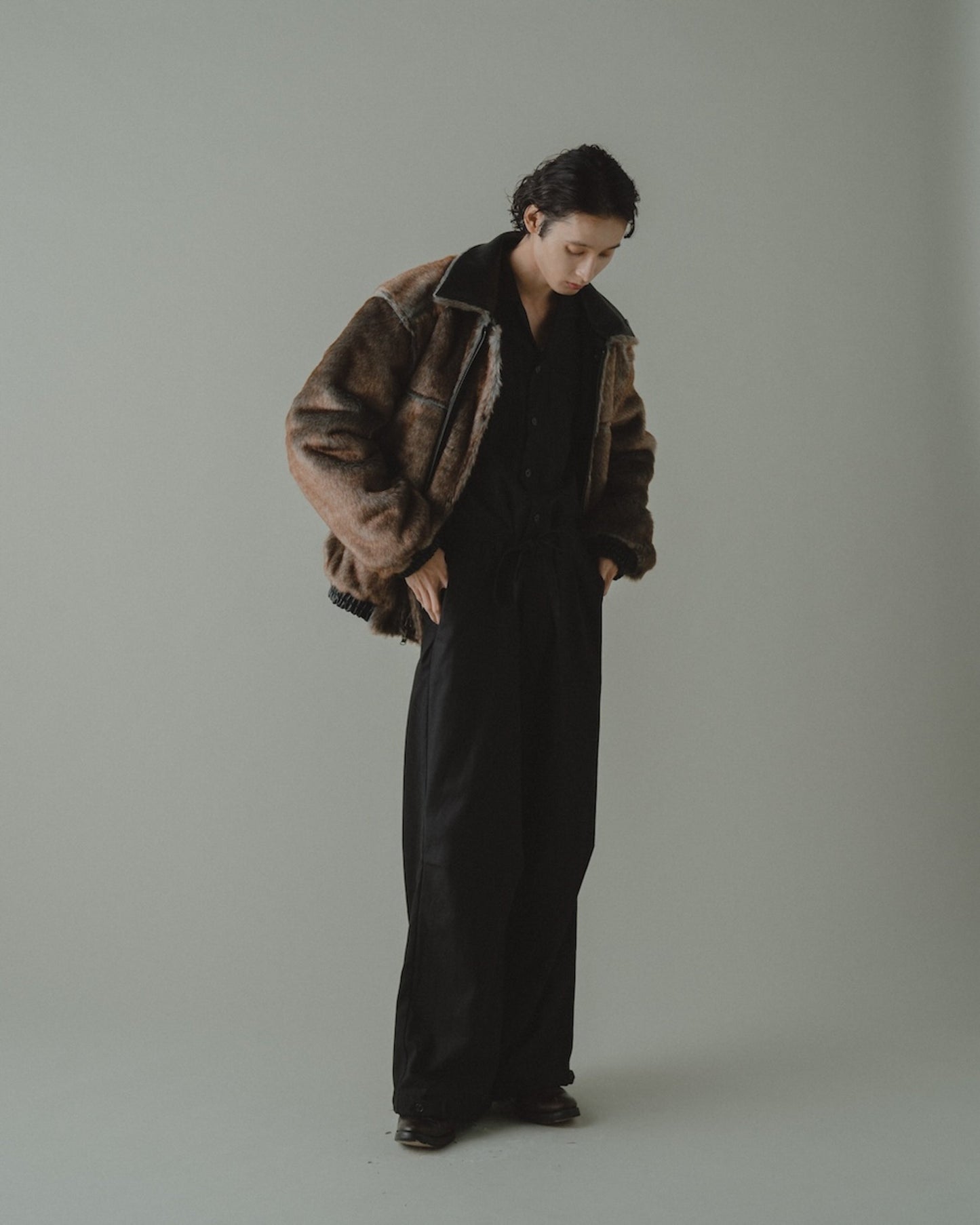 leather/fur faux reversible flight jacket