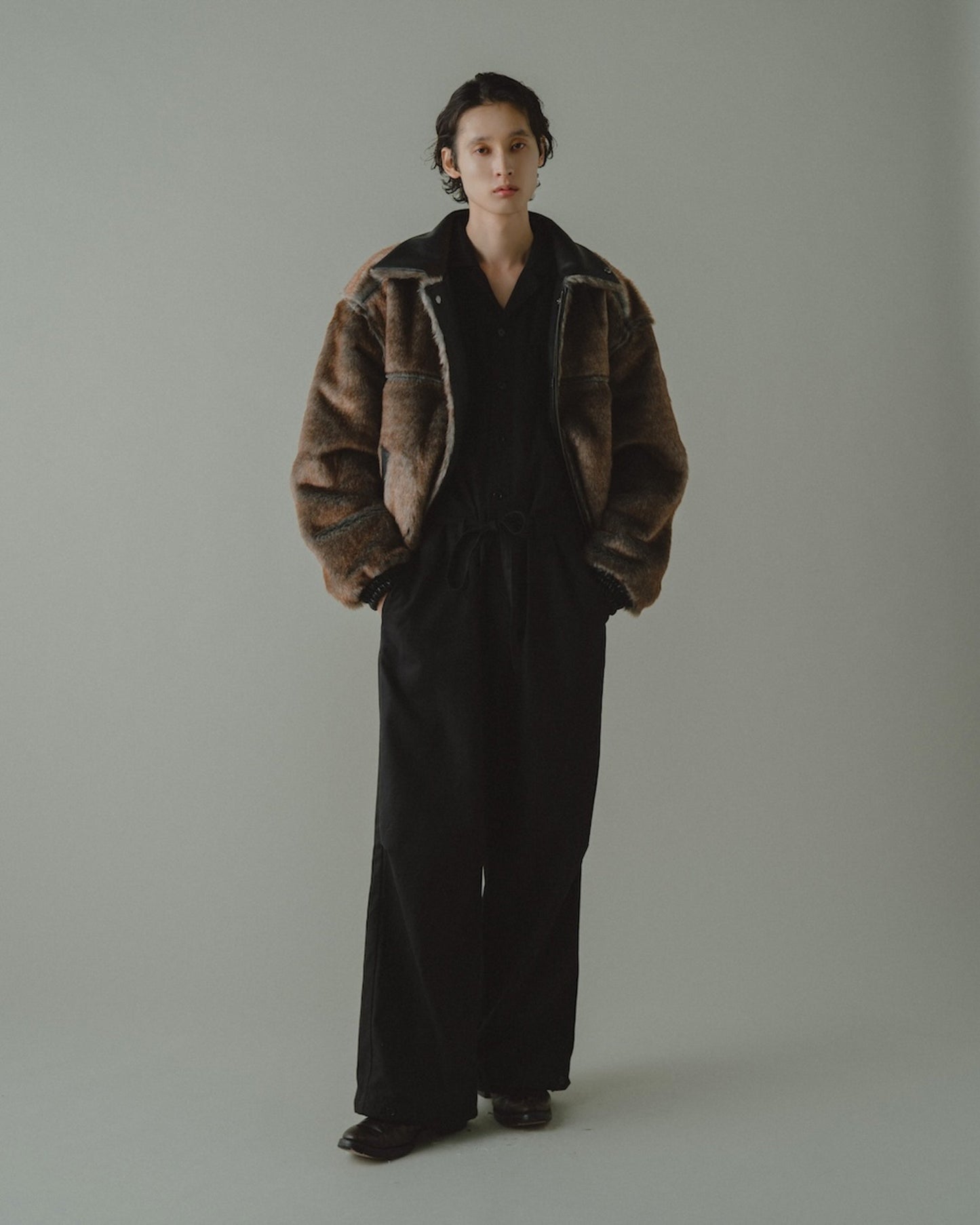 leather/fur faux reversible flight jacket