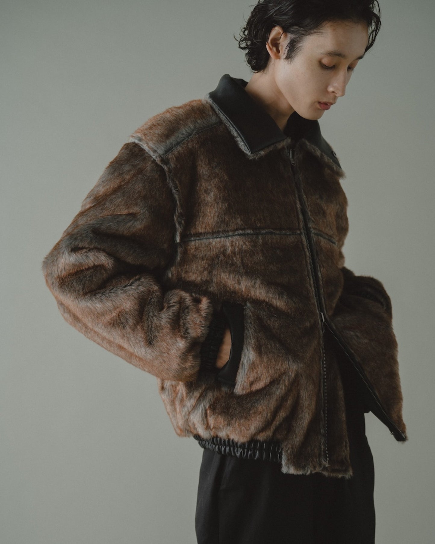 leather/fur faux reversible flight jacket