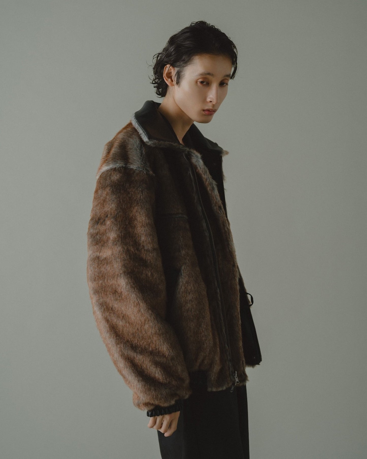 leather/fur faux reversible flight jacket