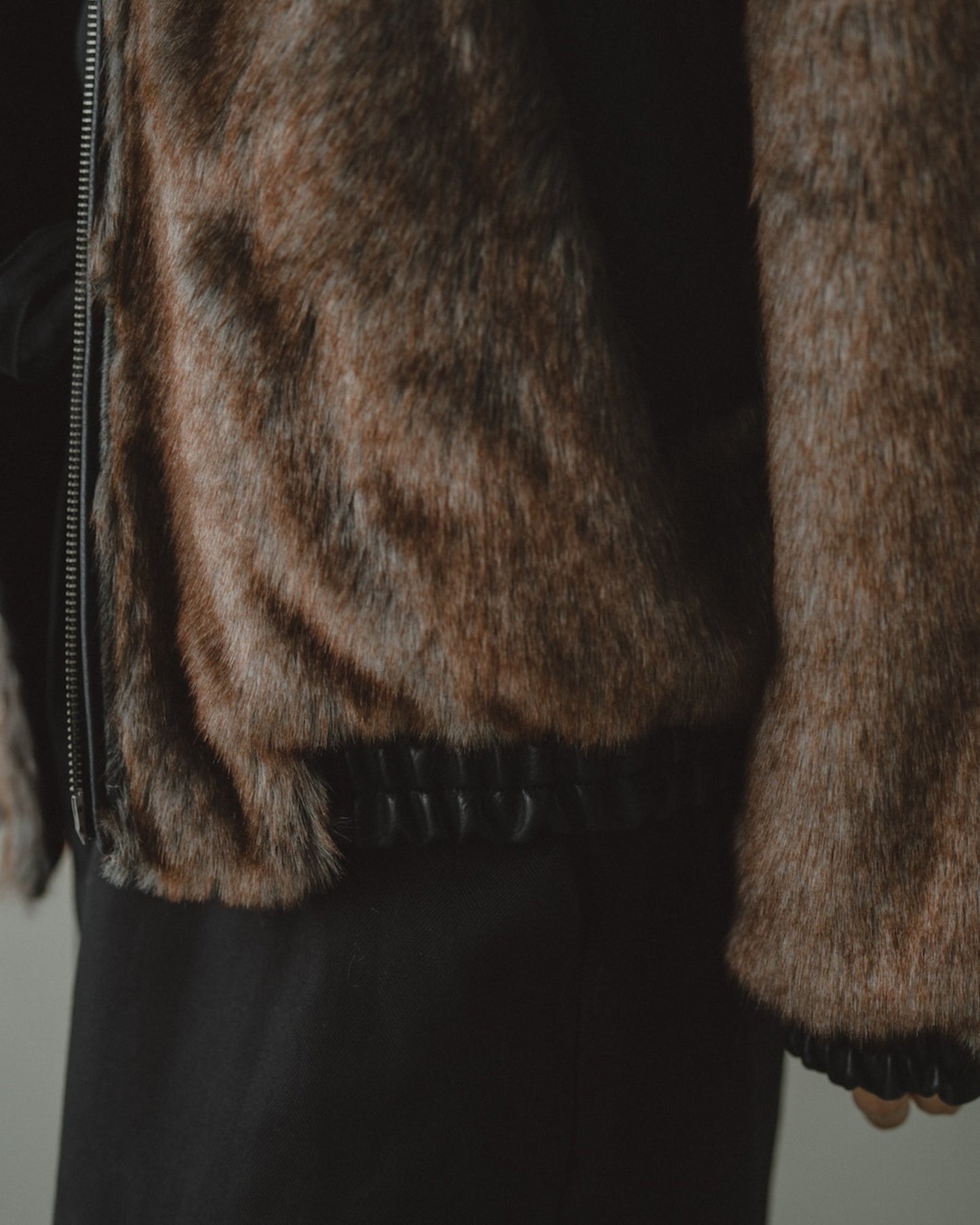 leather/fur faux reversible flight jacket