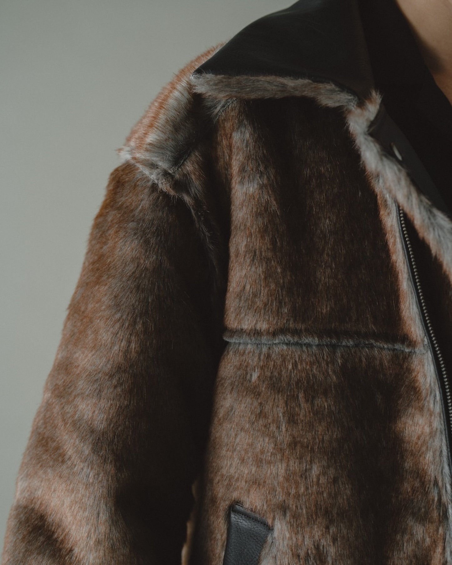 leather/fur faux reversible flight jacket