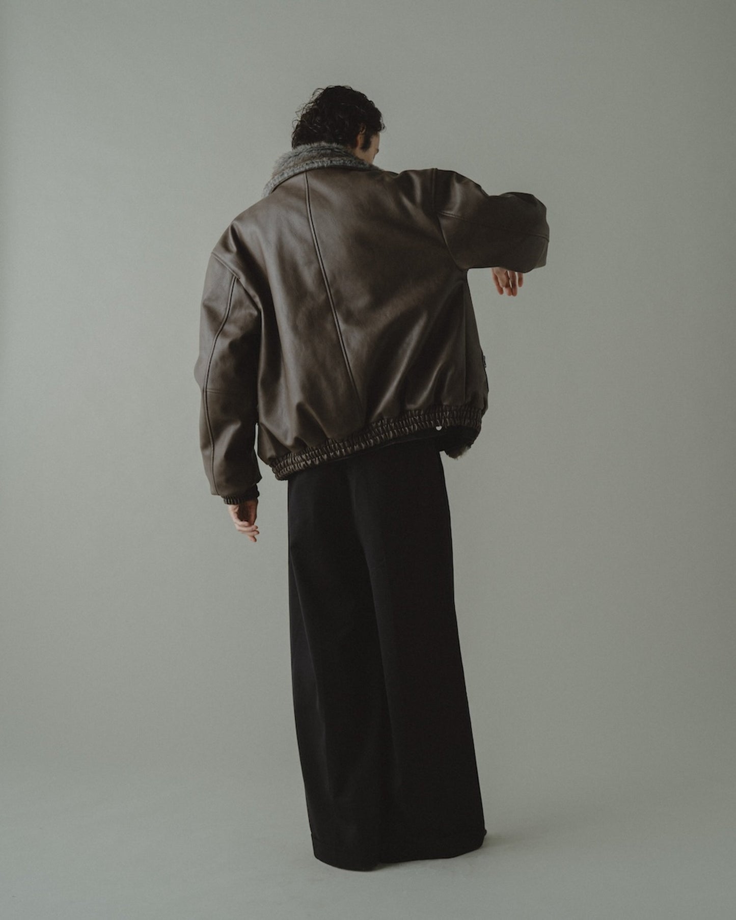 leather/fur faux reversible flight jacket