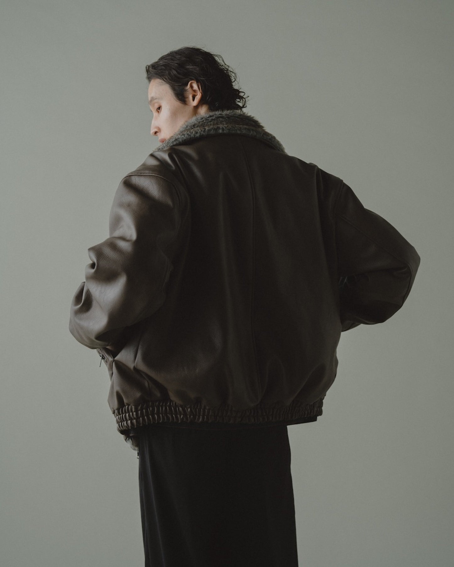 leather/fur faux reversible flight jacket