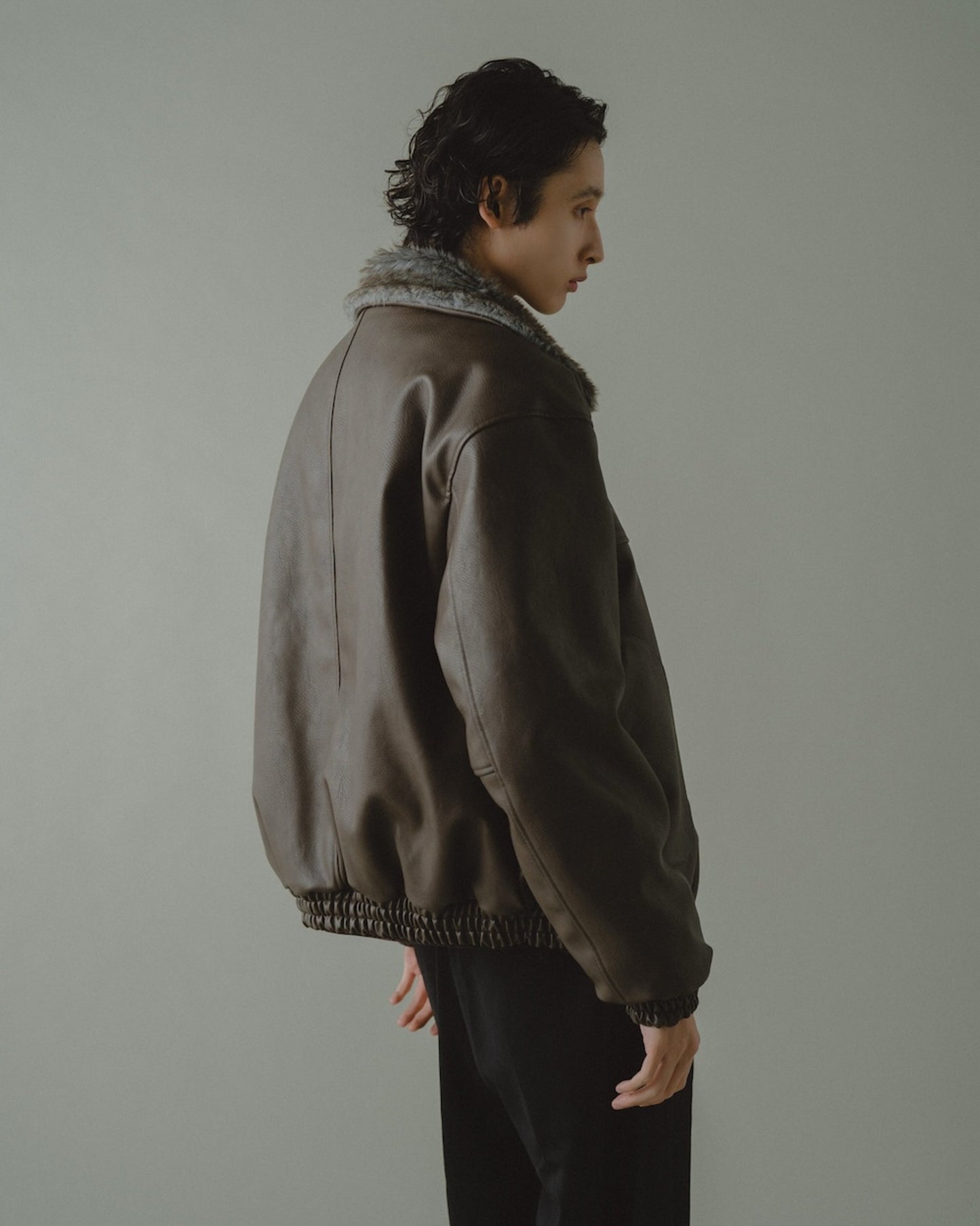 leather/fur faux reversible flight jacket
