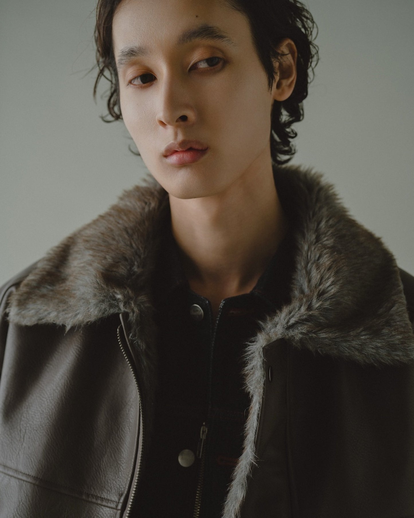 leather/fur faux reversible flight jacket