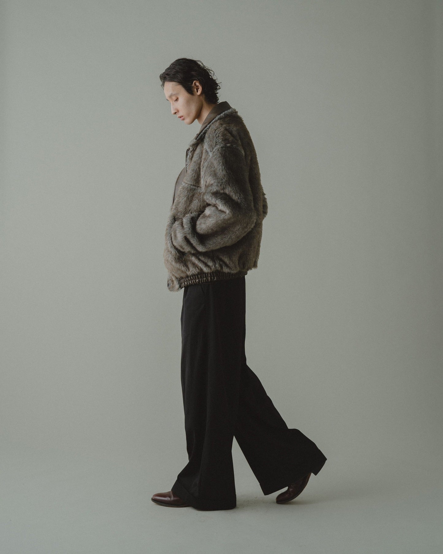 leather/fur faux reversible flight jacket