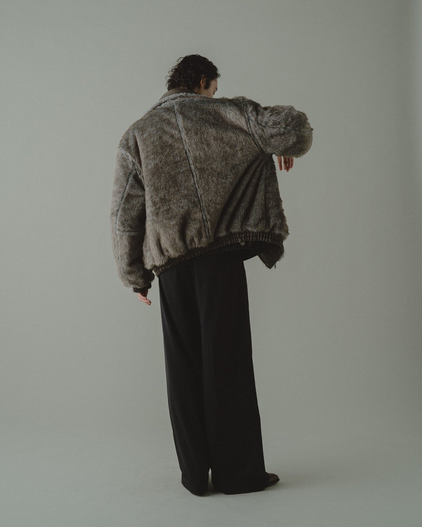 leather/fur faux reversible flight jacket