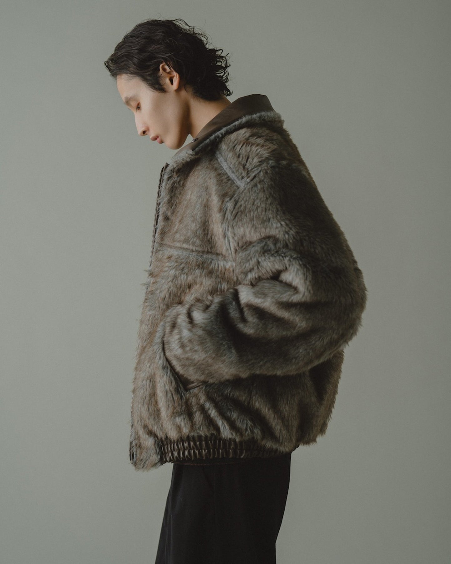 leather/fur faux reversible flight jacket