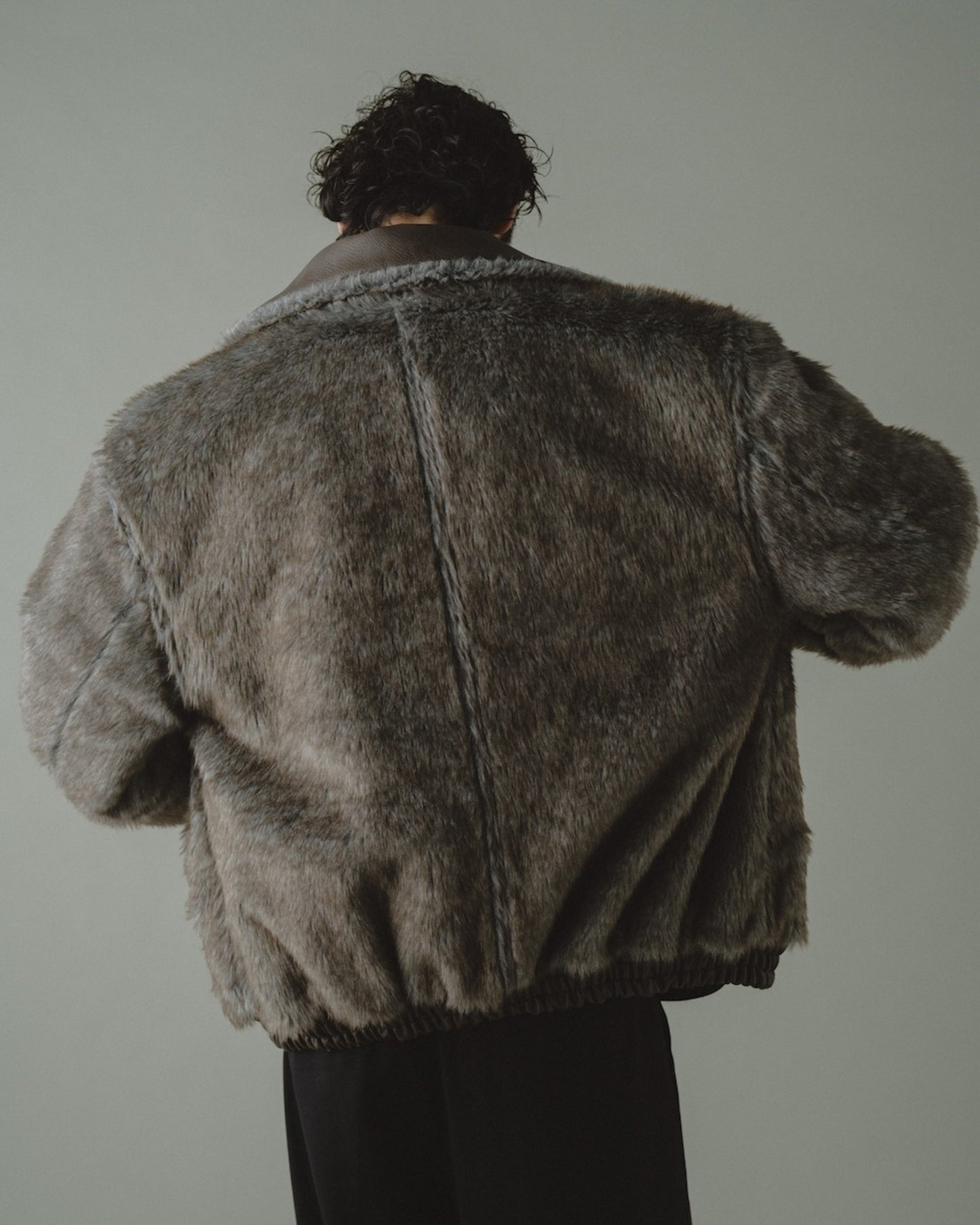 leather/fur faux reversible flight jacket