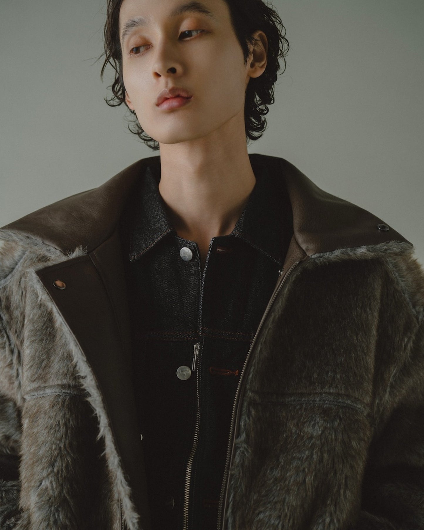 leather/fur faux reversible flight jacket