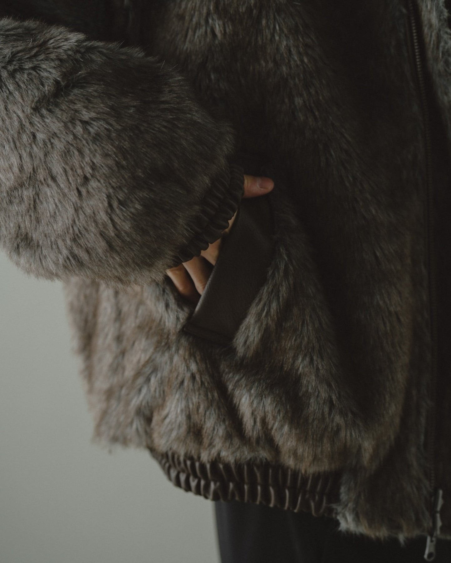 leather/fur faux reversible flight jacket