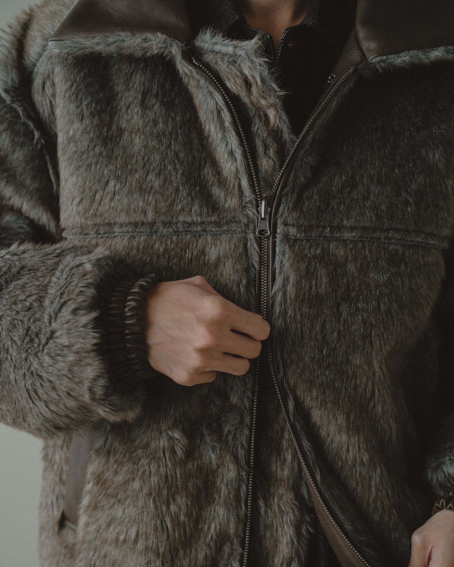 leather/fur faux reversible flight jacket