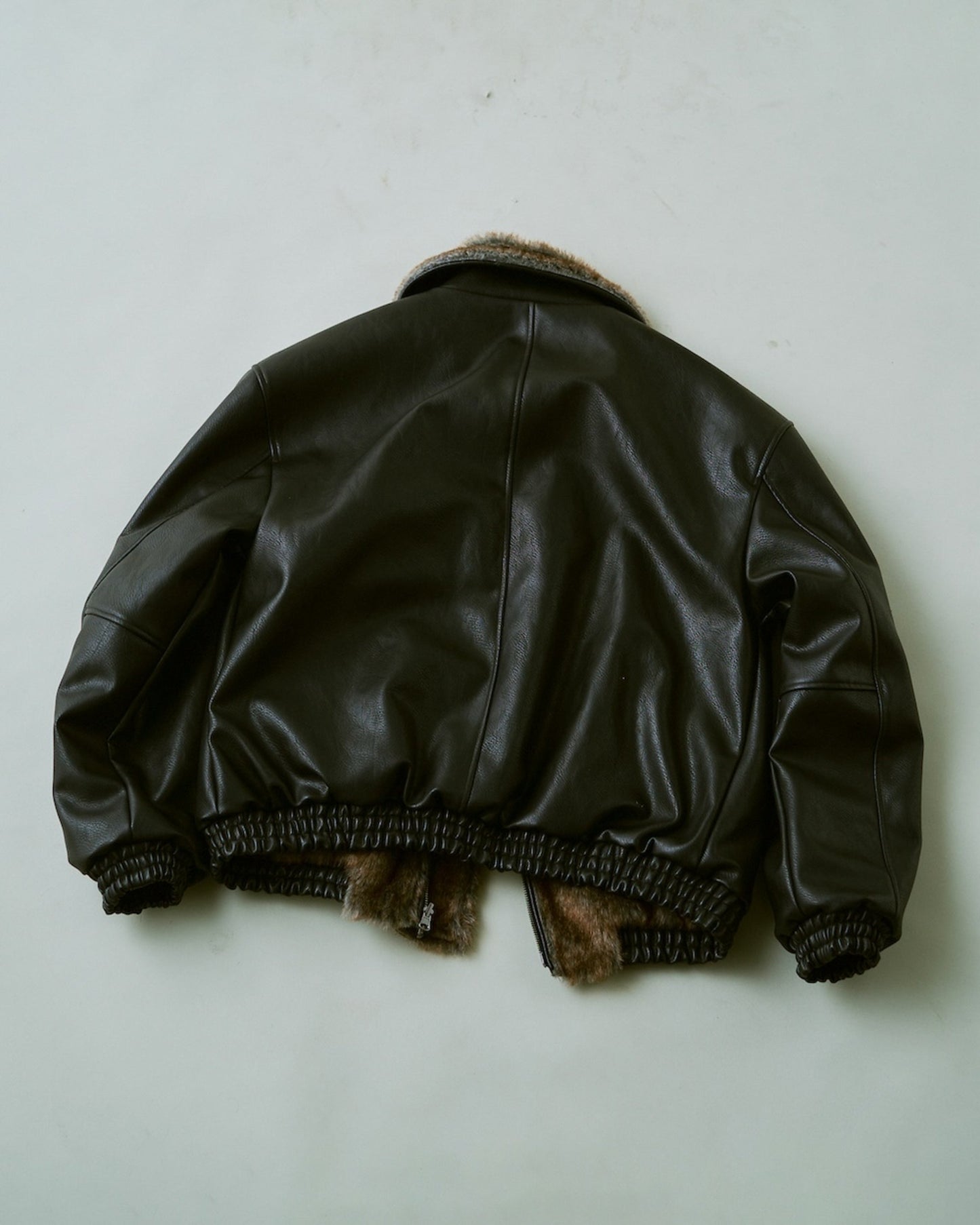 leather/fur faux reversible flight jacket