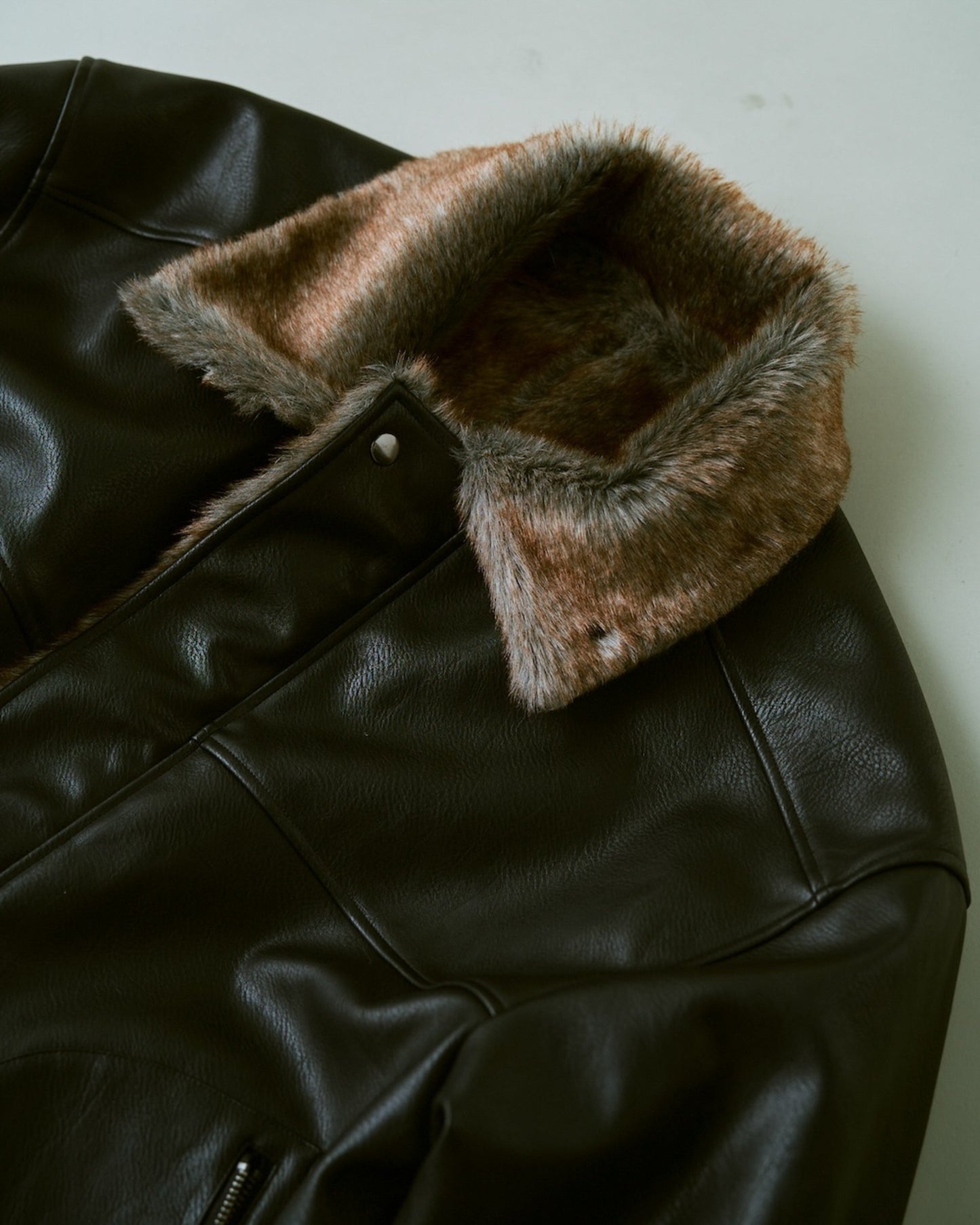 leather/fur faux reversible flight jacket