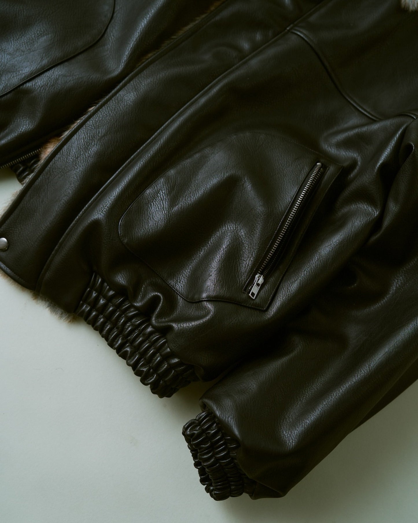 leather/fur faux reversible flight jacket