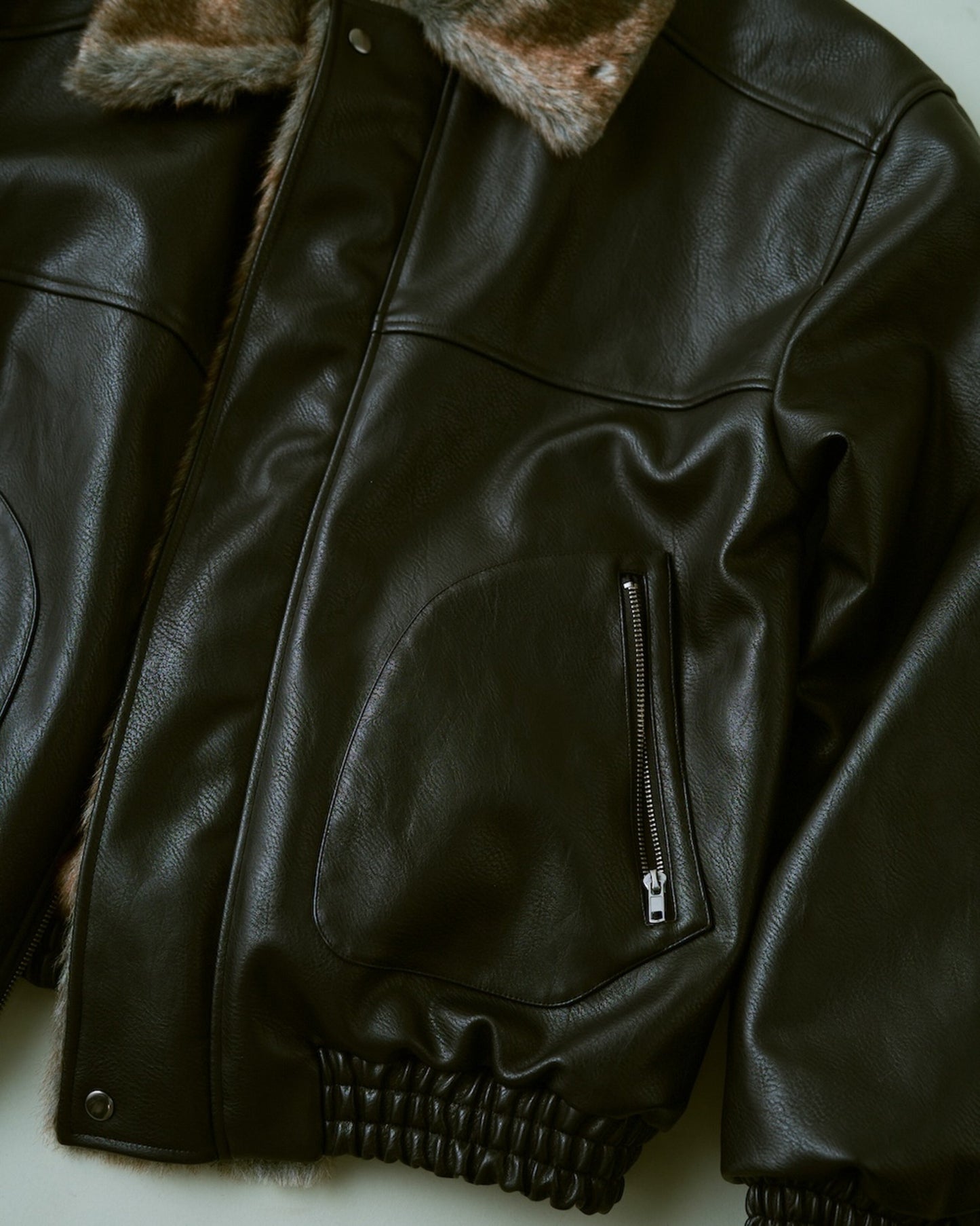 leather/fur faux reversible flight jacket