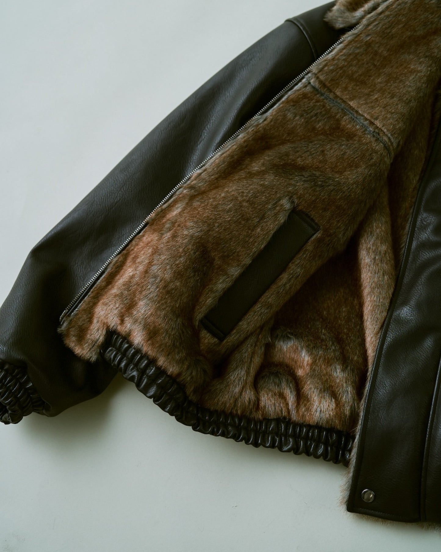 leather/fur faux reversible flight jacket