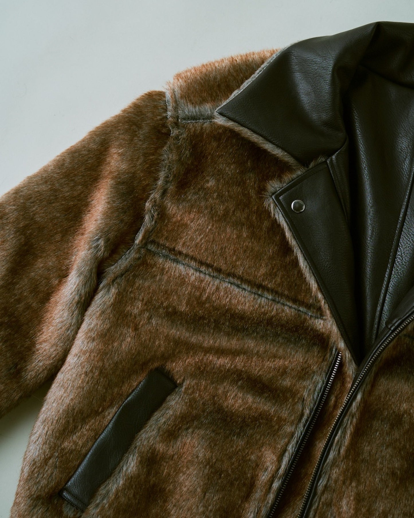leather/fur faux reversible flight jacket