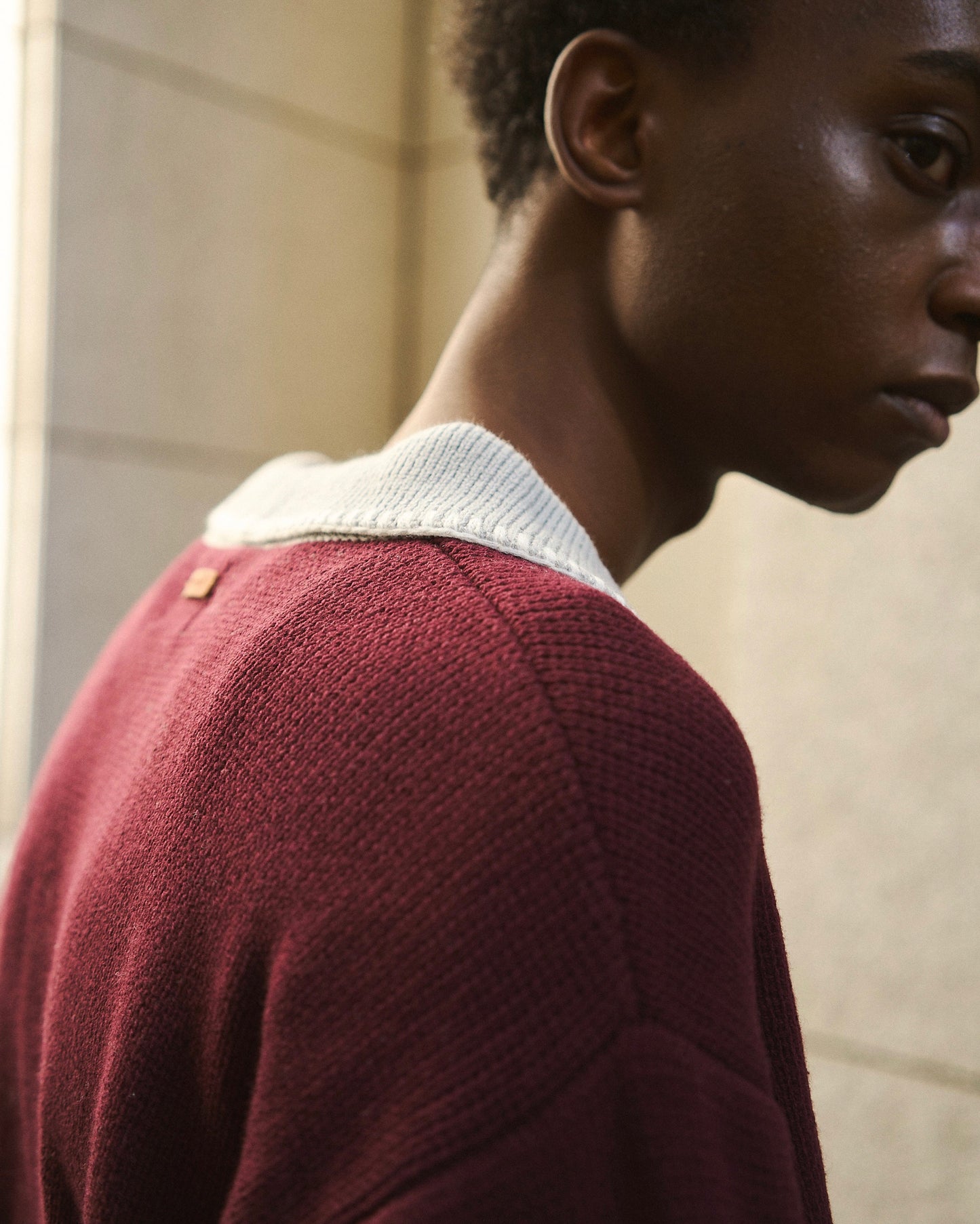 with collar stitching zipper knit shirt jacket