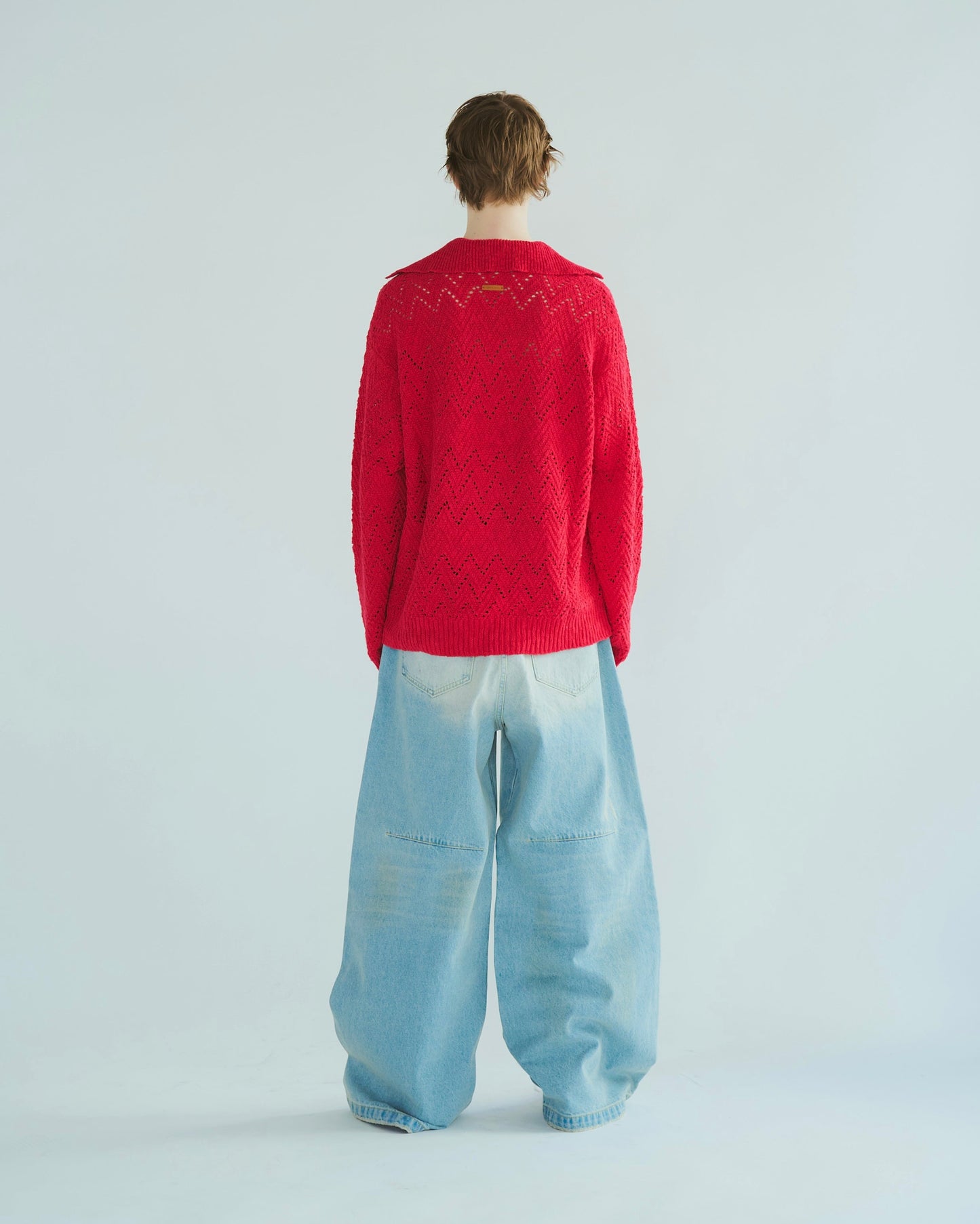 wide baggy overdye denim trousers