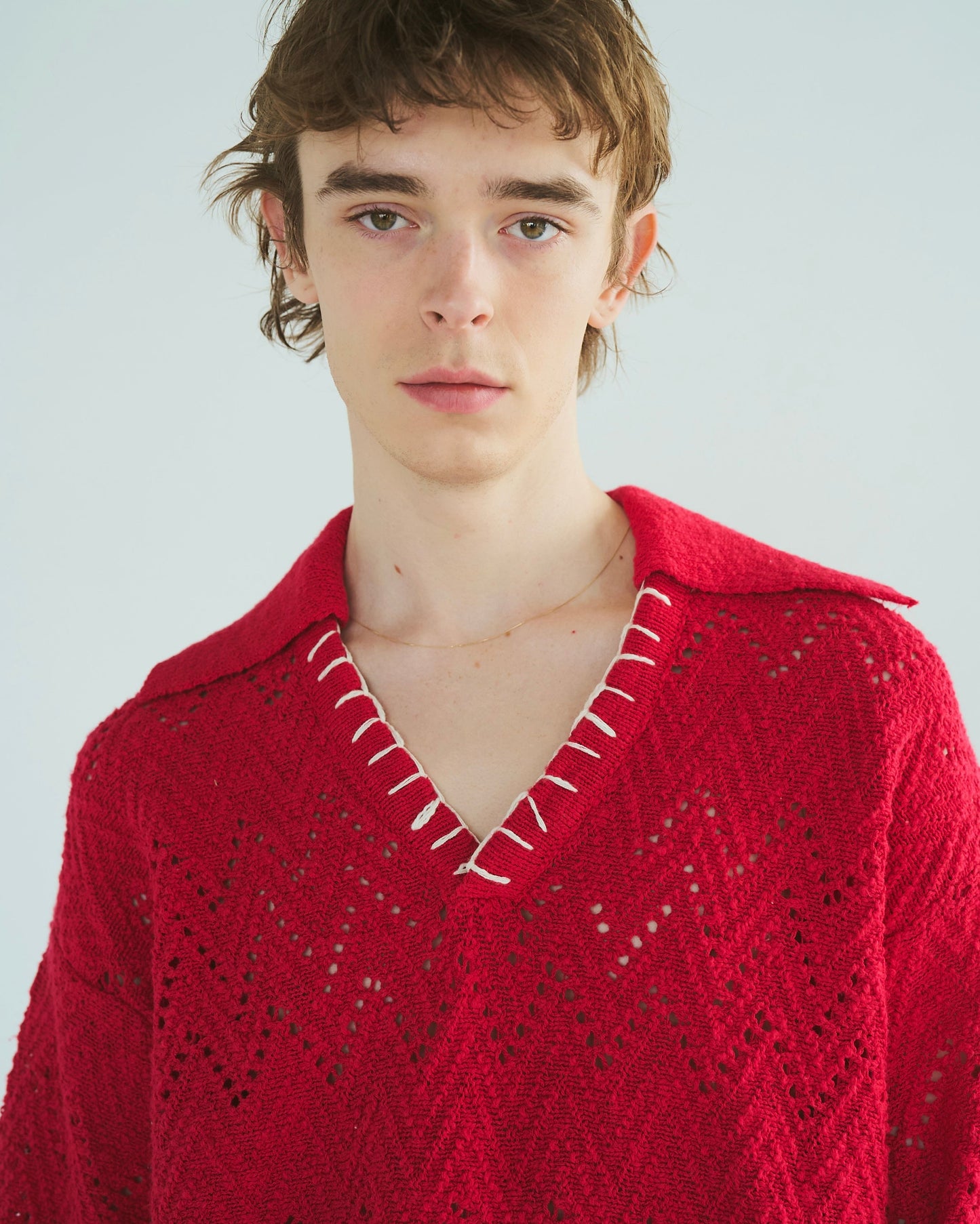 skipper stitching l/s knit shirt