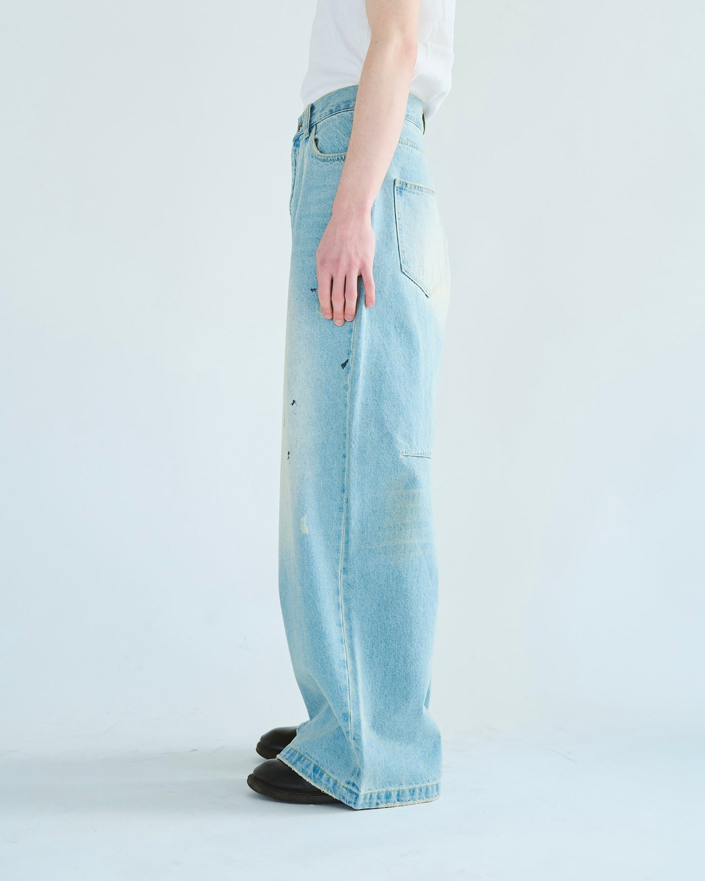 wide baggy overdye denim trousers