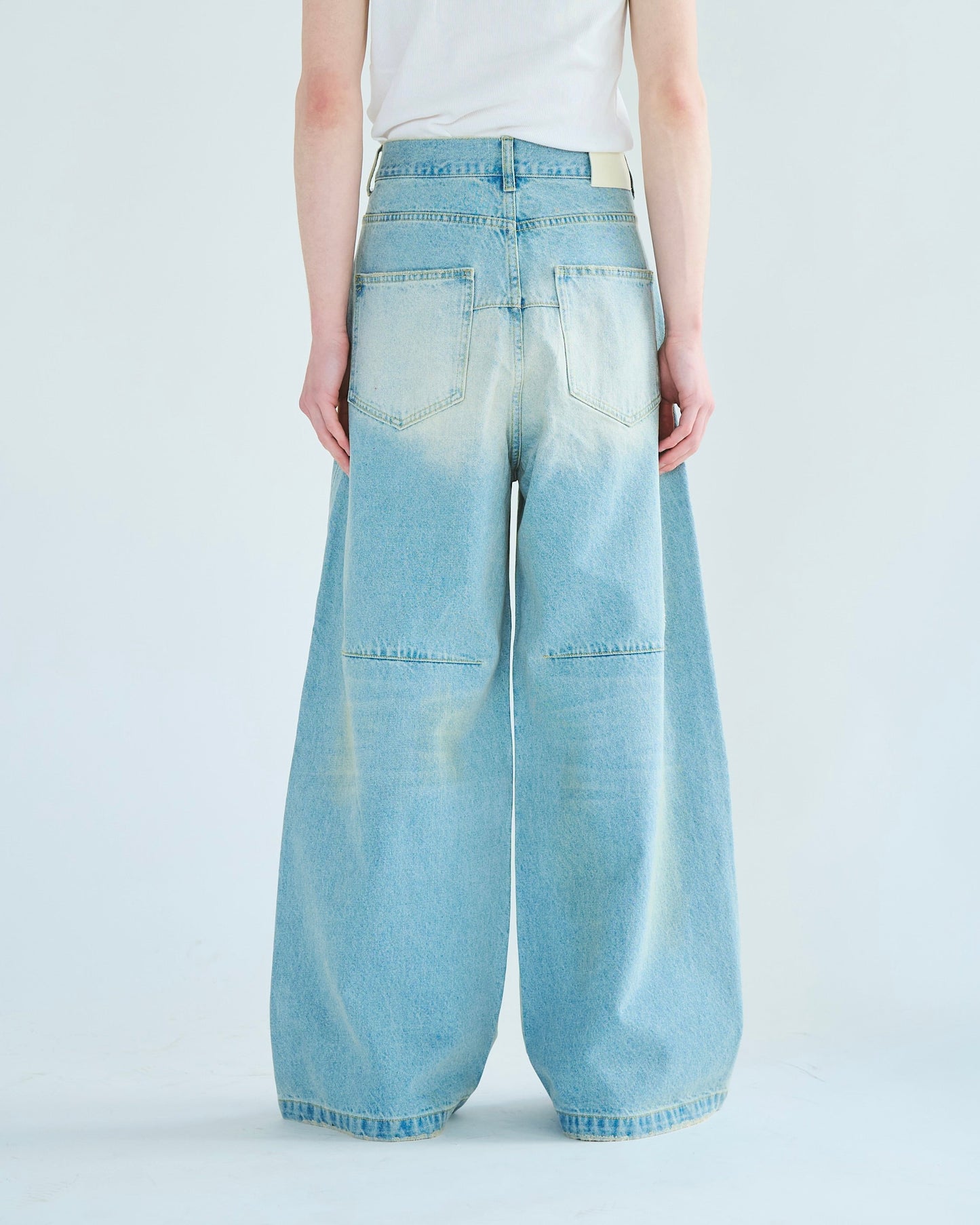 wide baggy overdye denim trousers