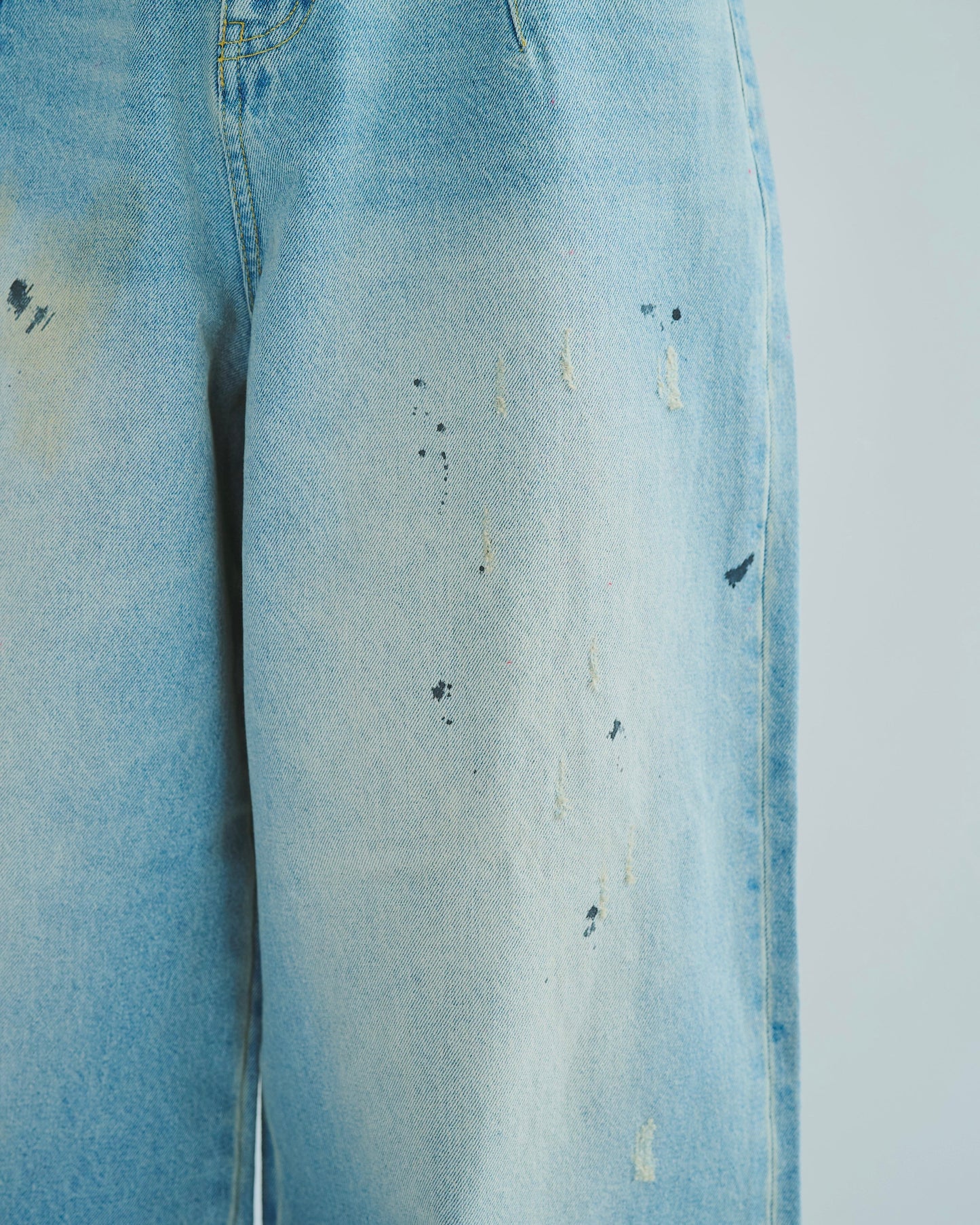 wide baggy overdye denim trousers