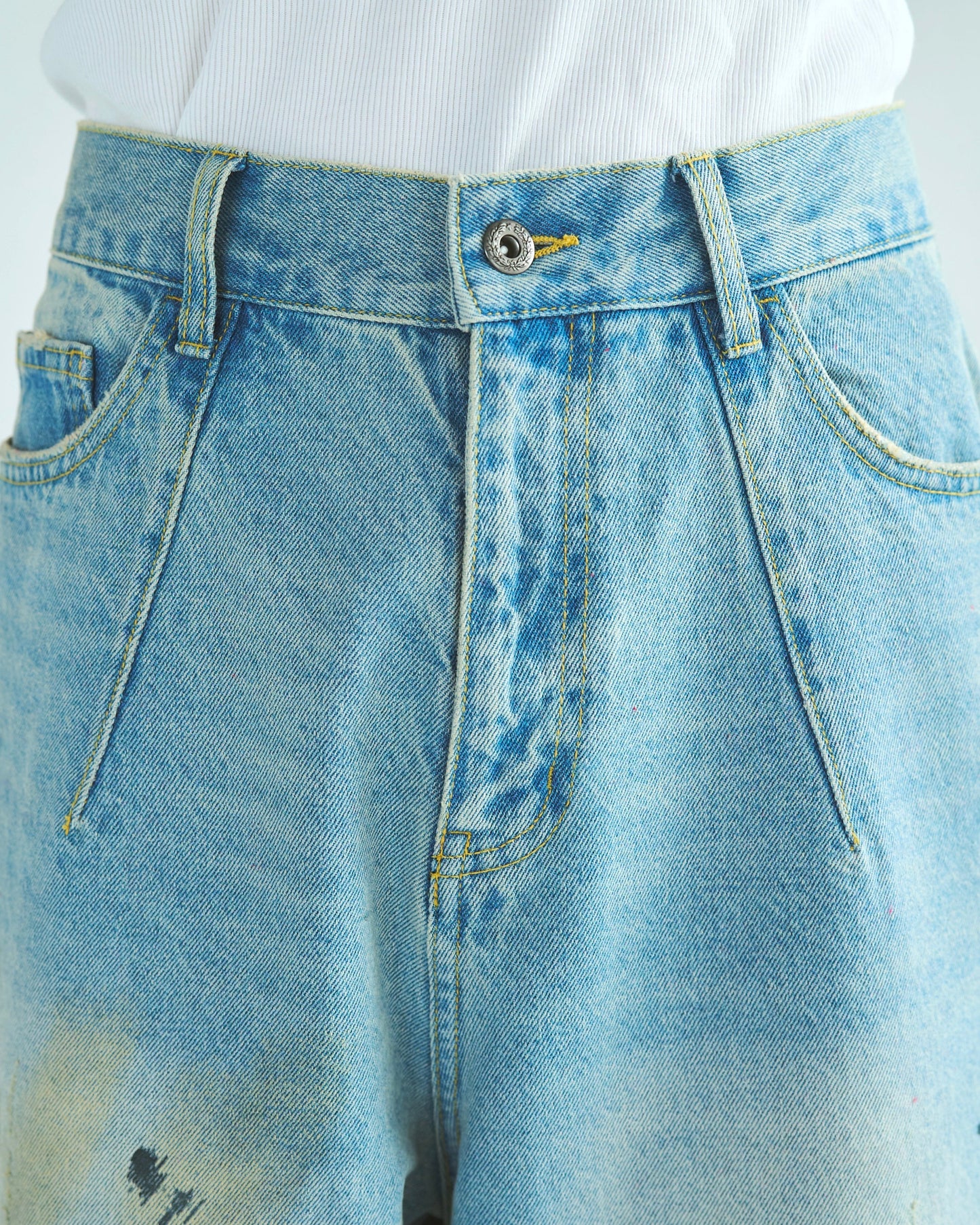 wide baggy overdye denim trousers