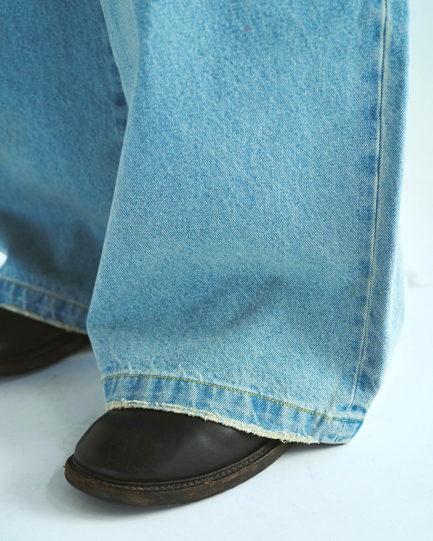 wide baggy overdye denim trousers