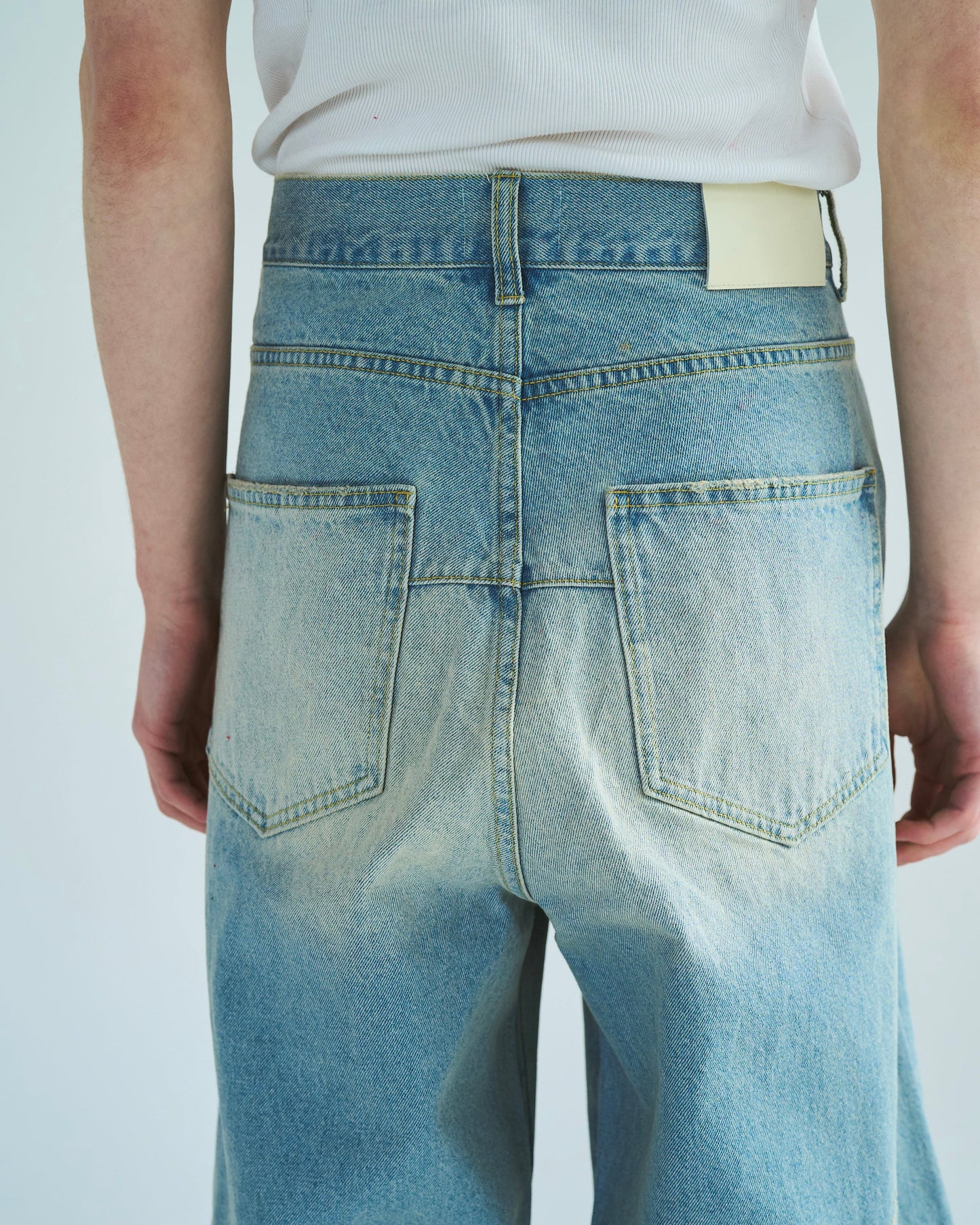 wide baggy overdye denim trousers