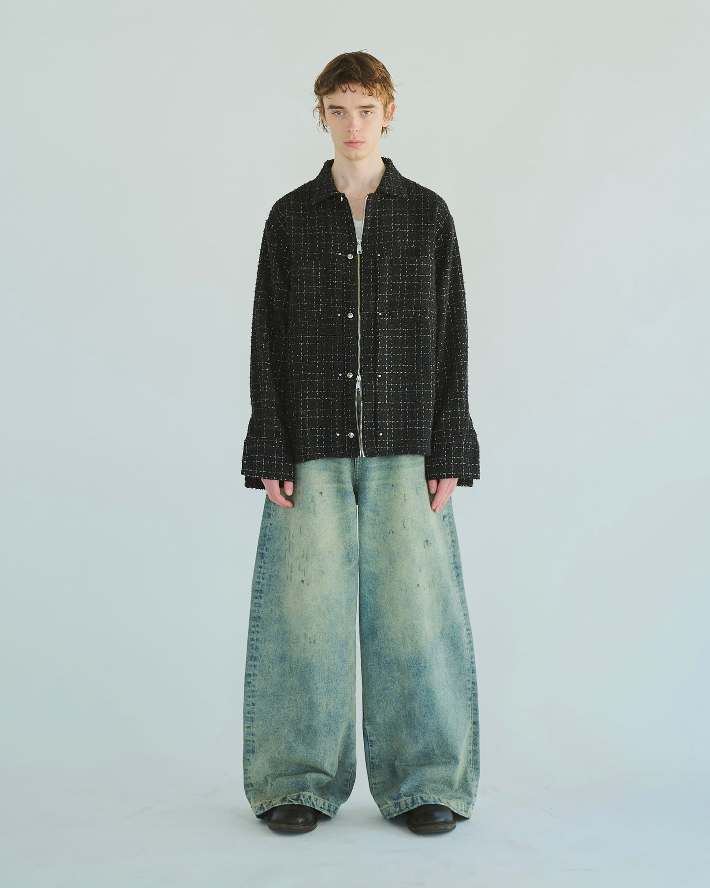 wide baggy overdye denim trousers