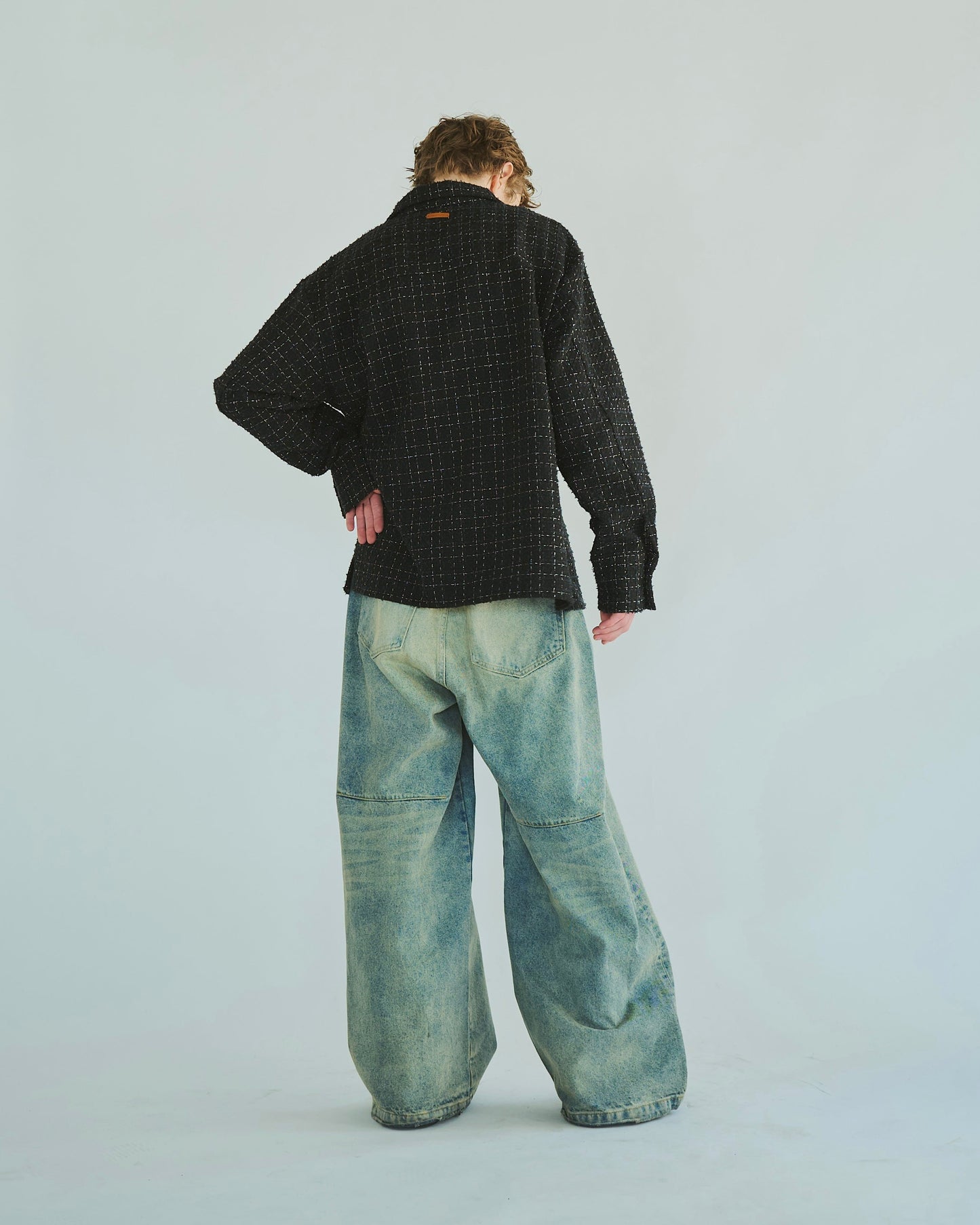 wide baggy overdye denim trousers