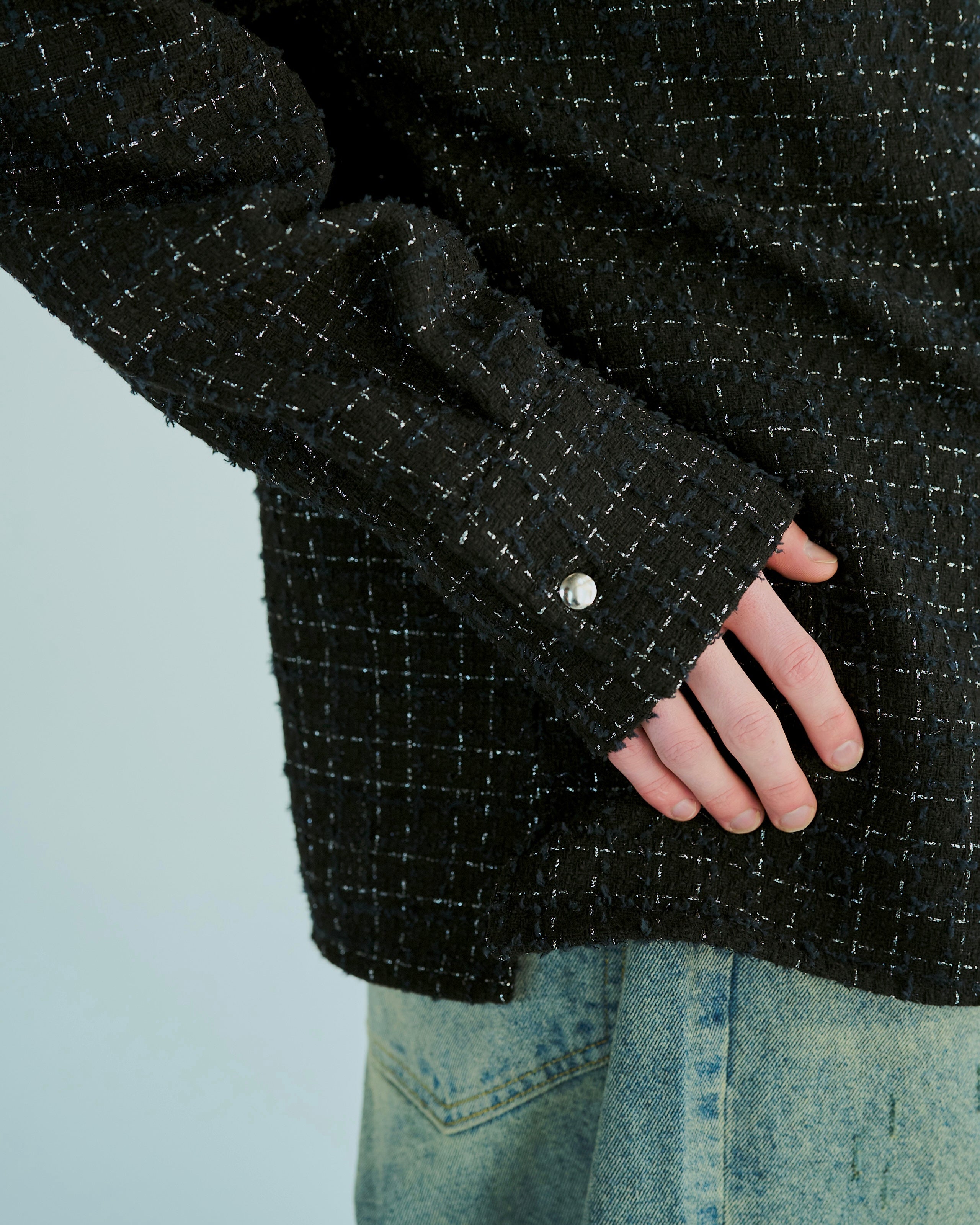 lame tweed double zipper shirt jacket – CAMPHOR WOOD