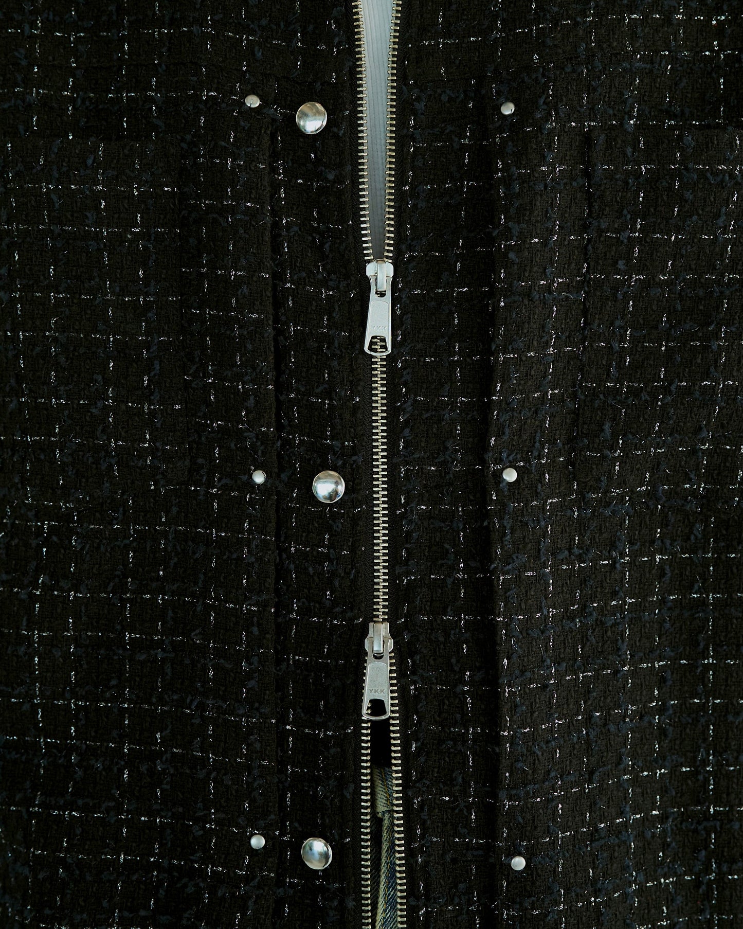 lame tweed double zipper shirt jacket