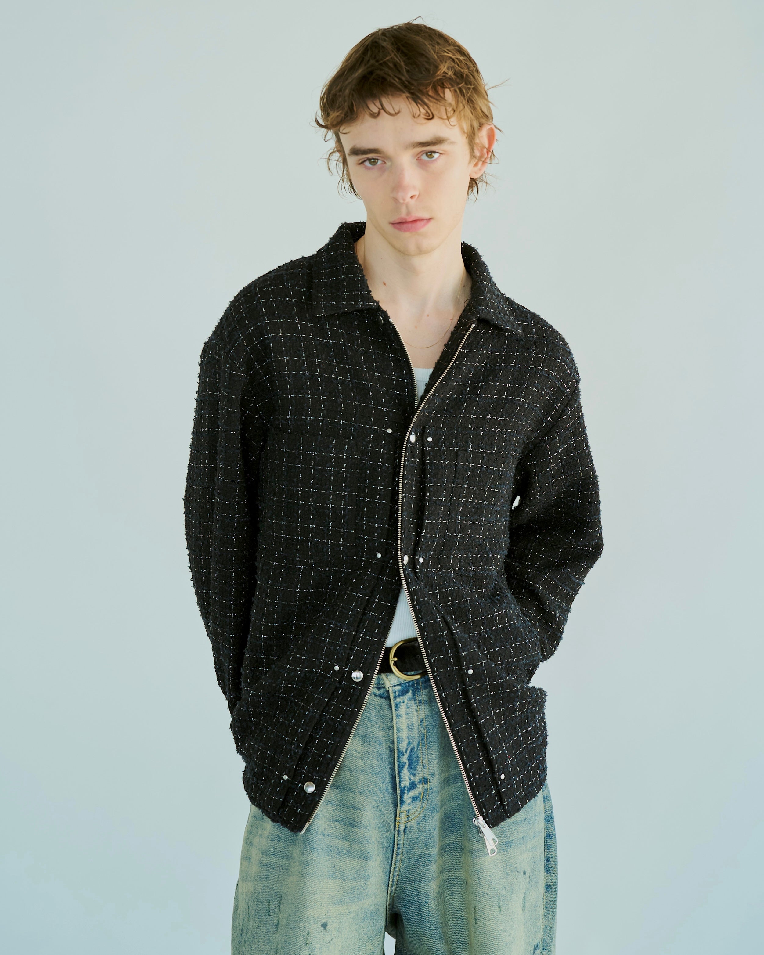 バイヤー厳選用品 jacket shirt zipper double tweed lame – WOOD CAMPHOR ジャケット・アウター