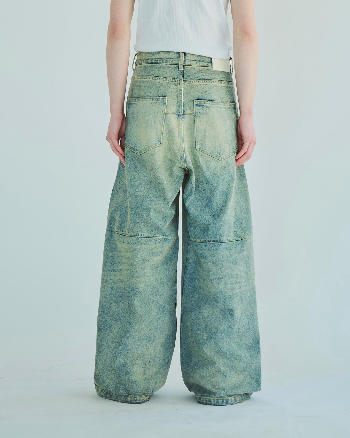 wide baggy overdye denim trousers