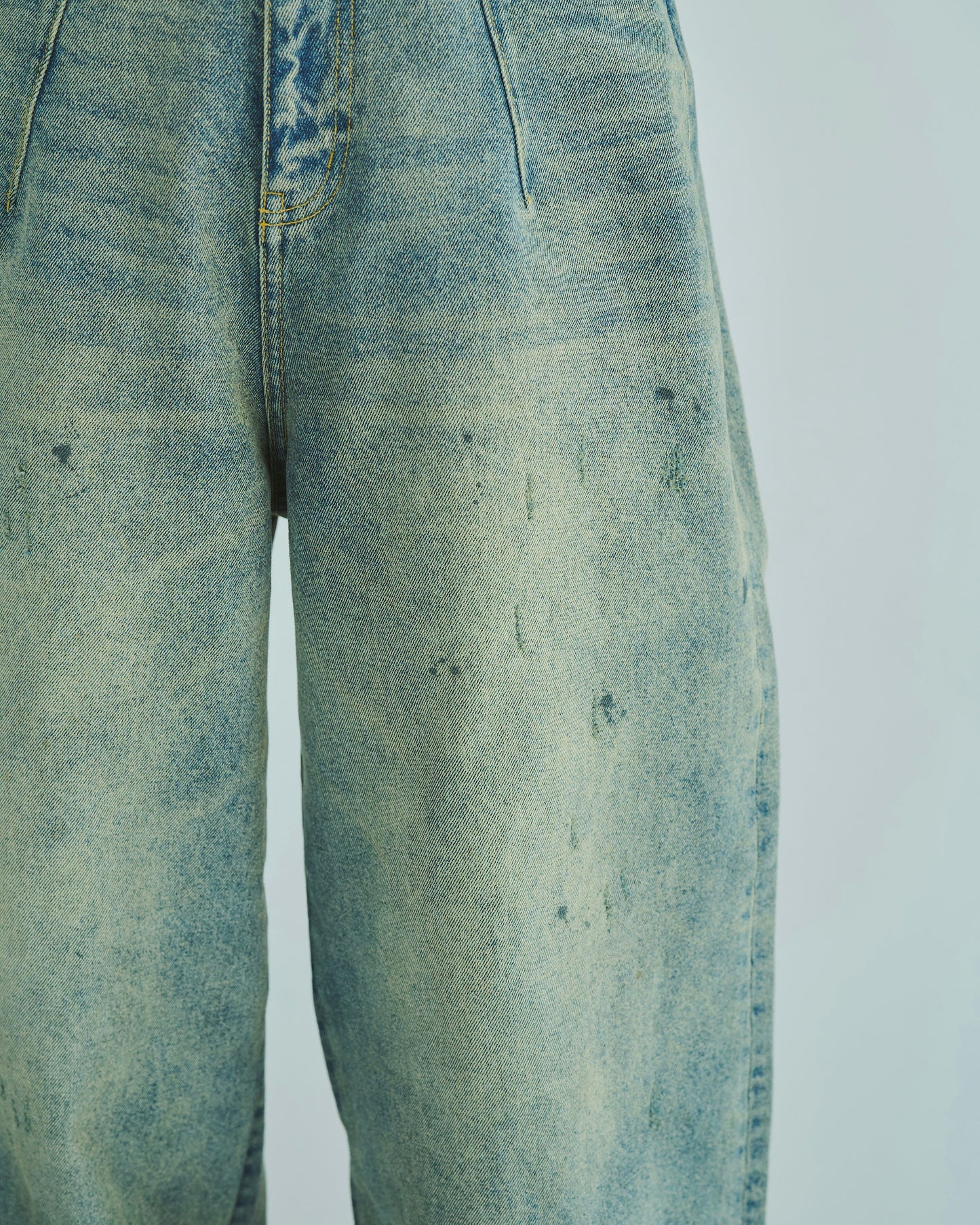 wide baggy overdye denim trousers