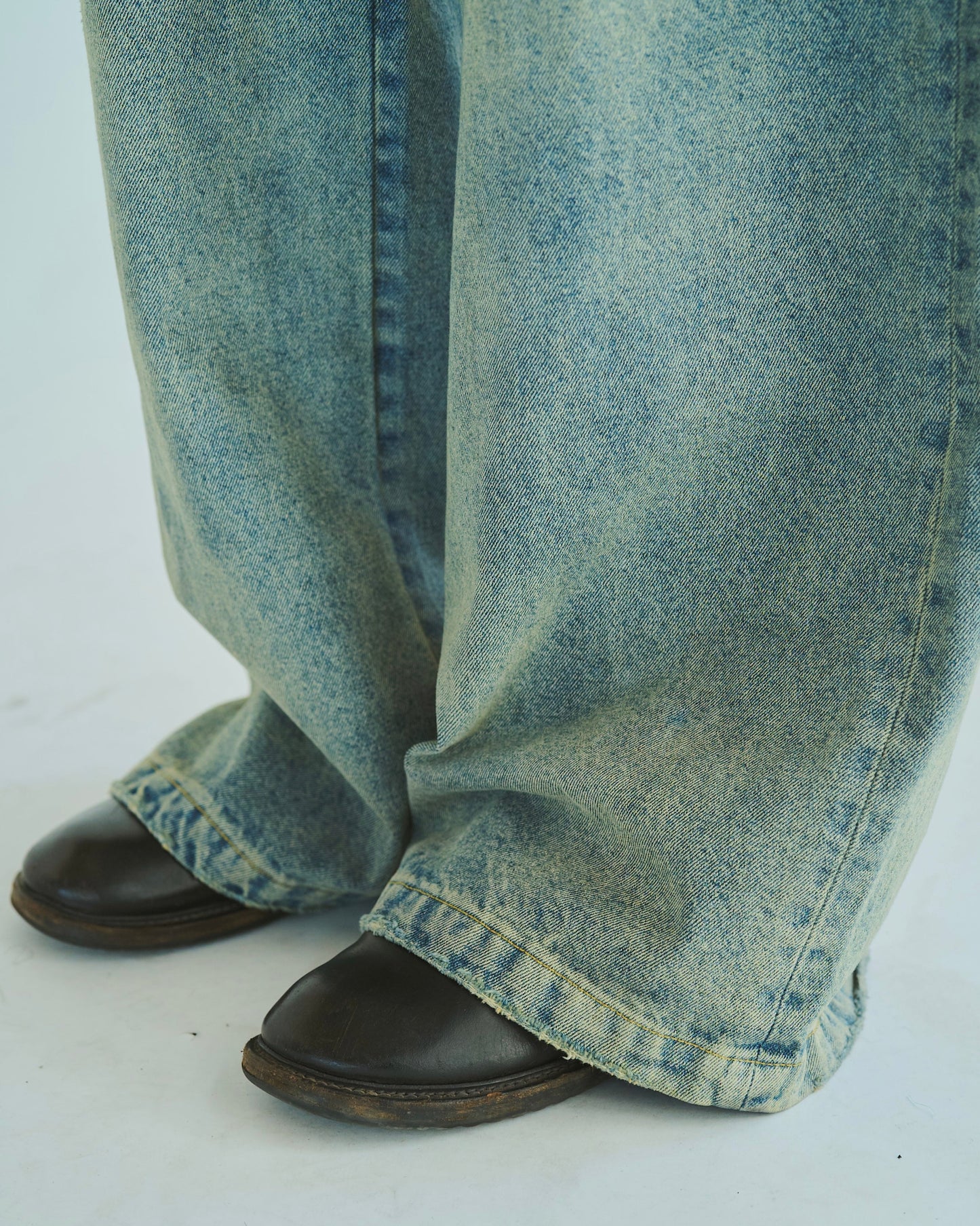 wide baggy overdye denim trousers
